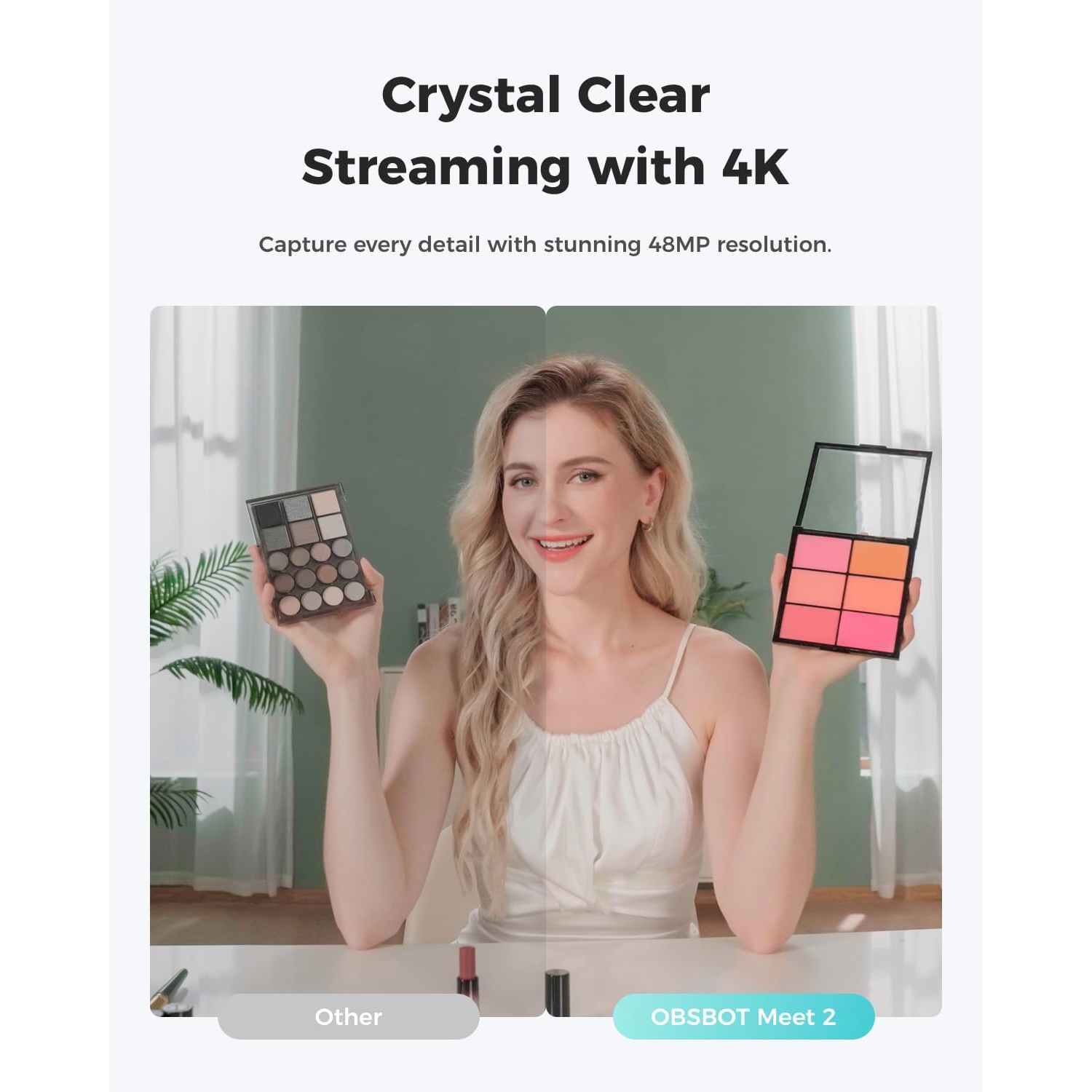 OBSBOT Meet 2 4K Webcam with AI Framing, Autofocus, Gesture Control, HDR, Dual Microphone