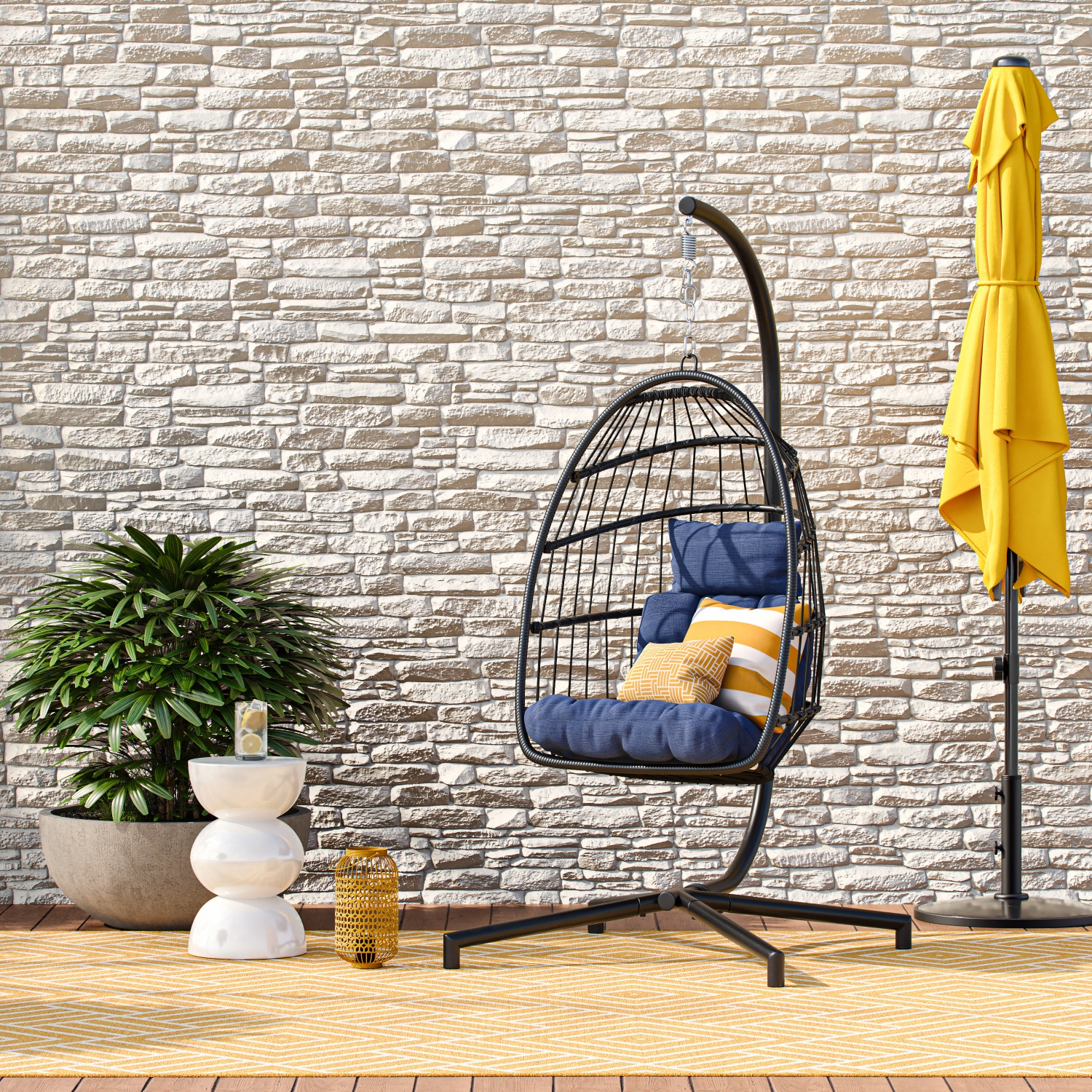 CorLiving Ember Hanging Egg Chair with Cushion