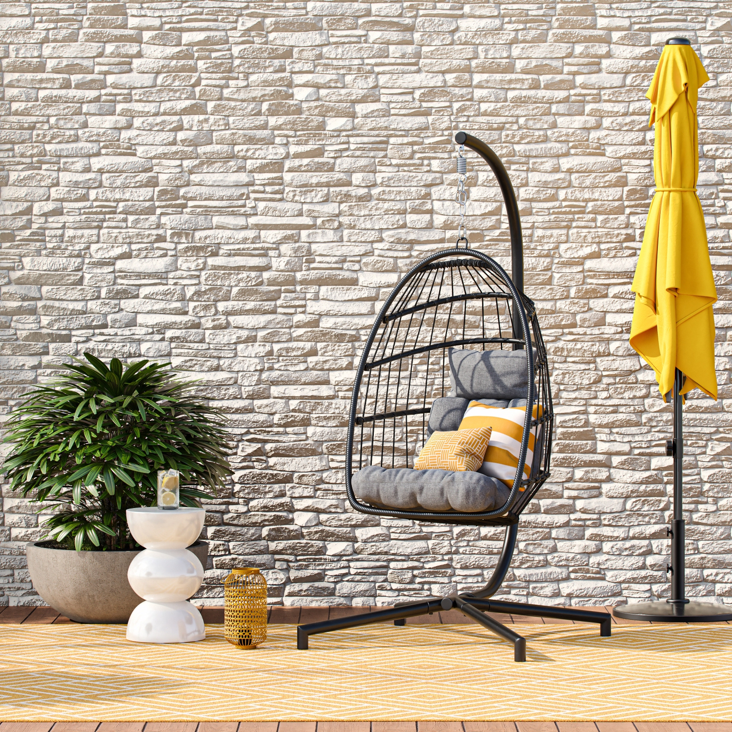 CorLiving Ember Hanging Egg Chair with Cushion