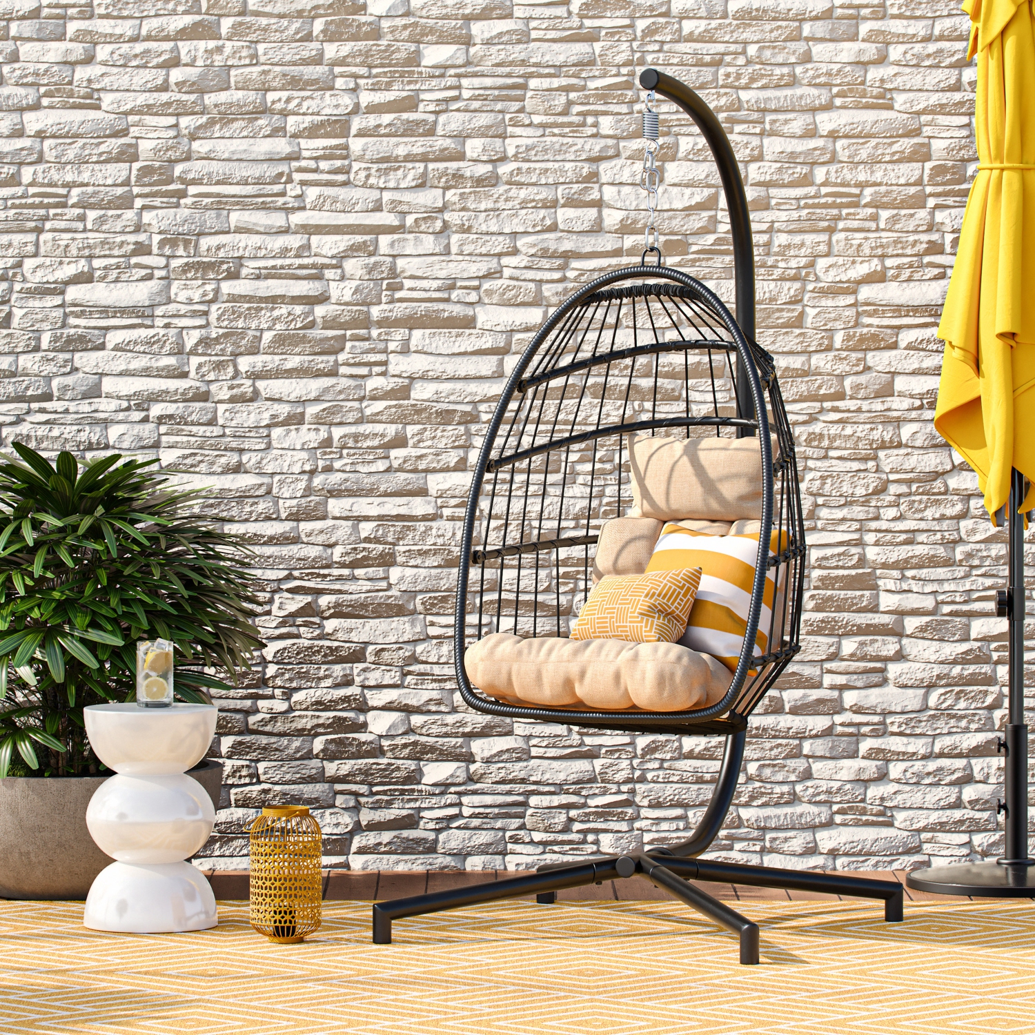CorLiving Ember Hanging Egg Chair with Cushion