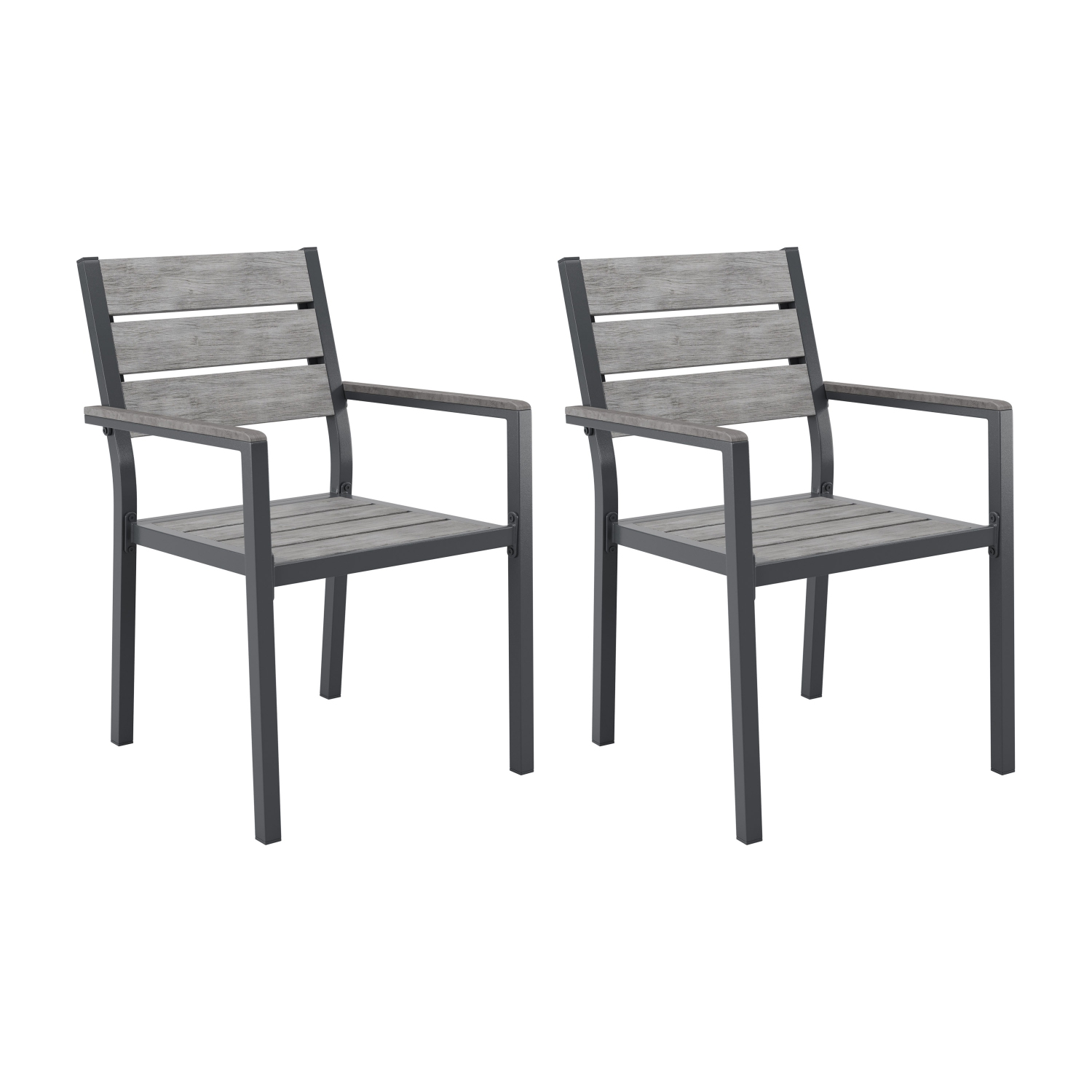 CorLiving – Chaises de salle à manger de patio en aluminium Gallant, ensemble de 2