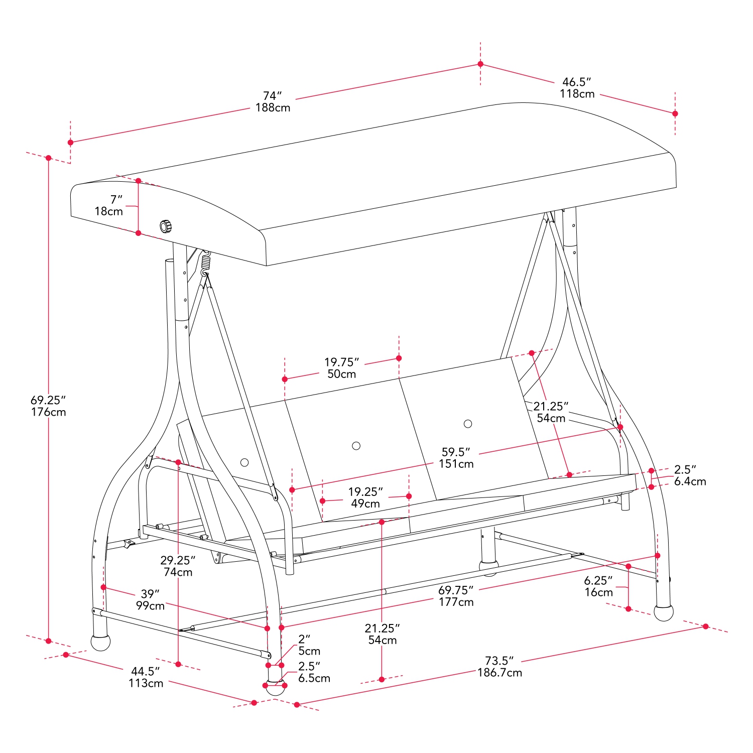 CorLiving 2-1 Patio Swing with Canopy