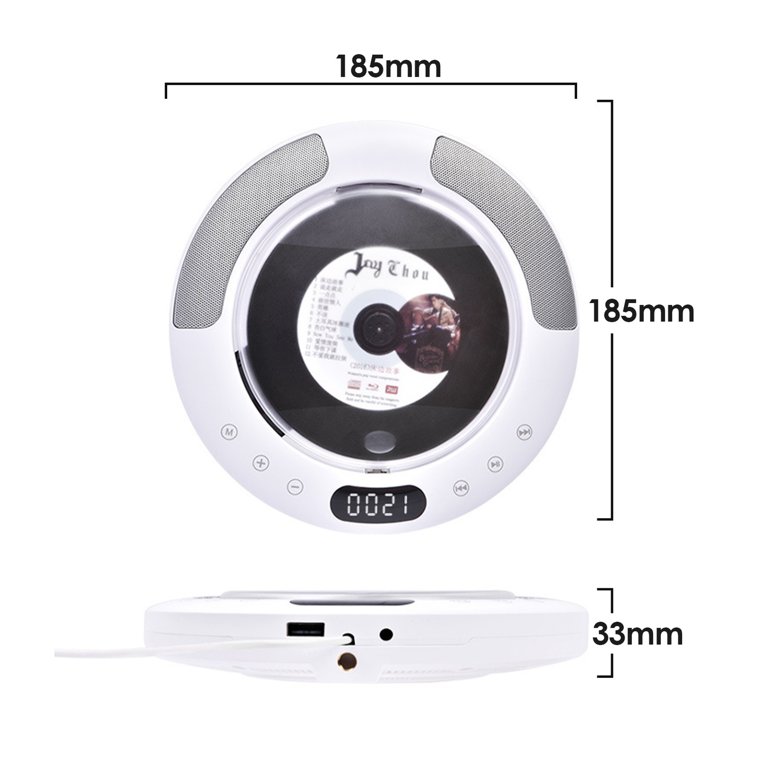CD Player Portable, Rechargeable CD Player with Built-in Speakers,Bluetooth &FM Radio,Wall CD Player for Home, Car and Outdoors with Remote Control