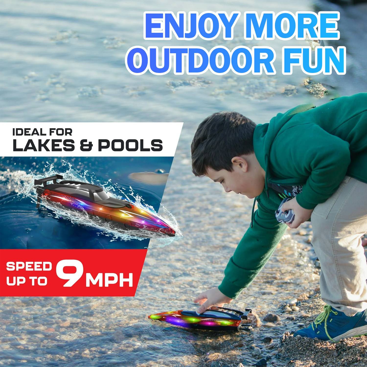 RC Boat Remote Control Boats for Pools Lakes for Boys Girls 4-12 Years（RED)