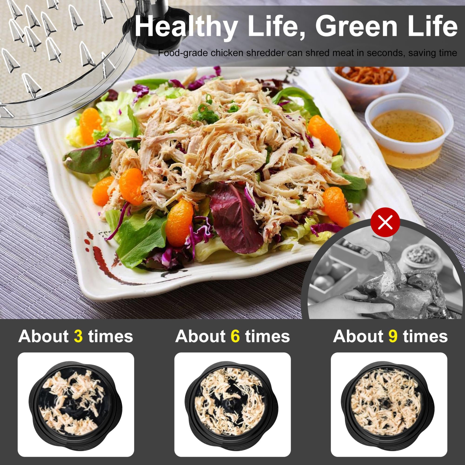 Chicken Shredder Large Chicken Breast Shredder Tool Twist with Brush&Fork, Visible Meat Shredder Machine Suitable for Fish Pork Beef Chicken