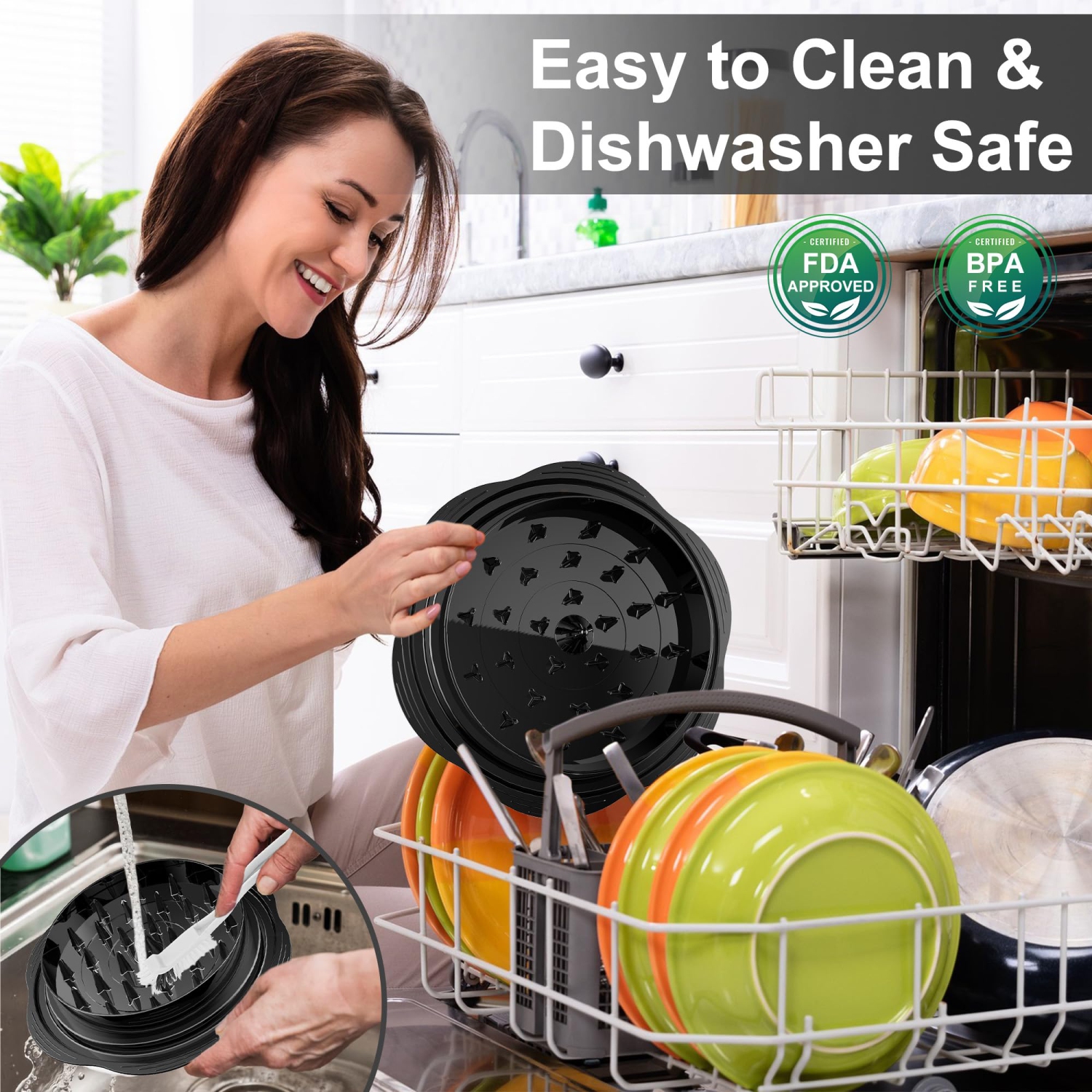 Chicken Shredder Large Chicken Breast Shredder Tool Twist with Brush&Fork, Visible Meat Shredder Machine Suitable for Fish Pork Beef Chicken