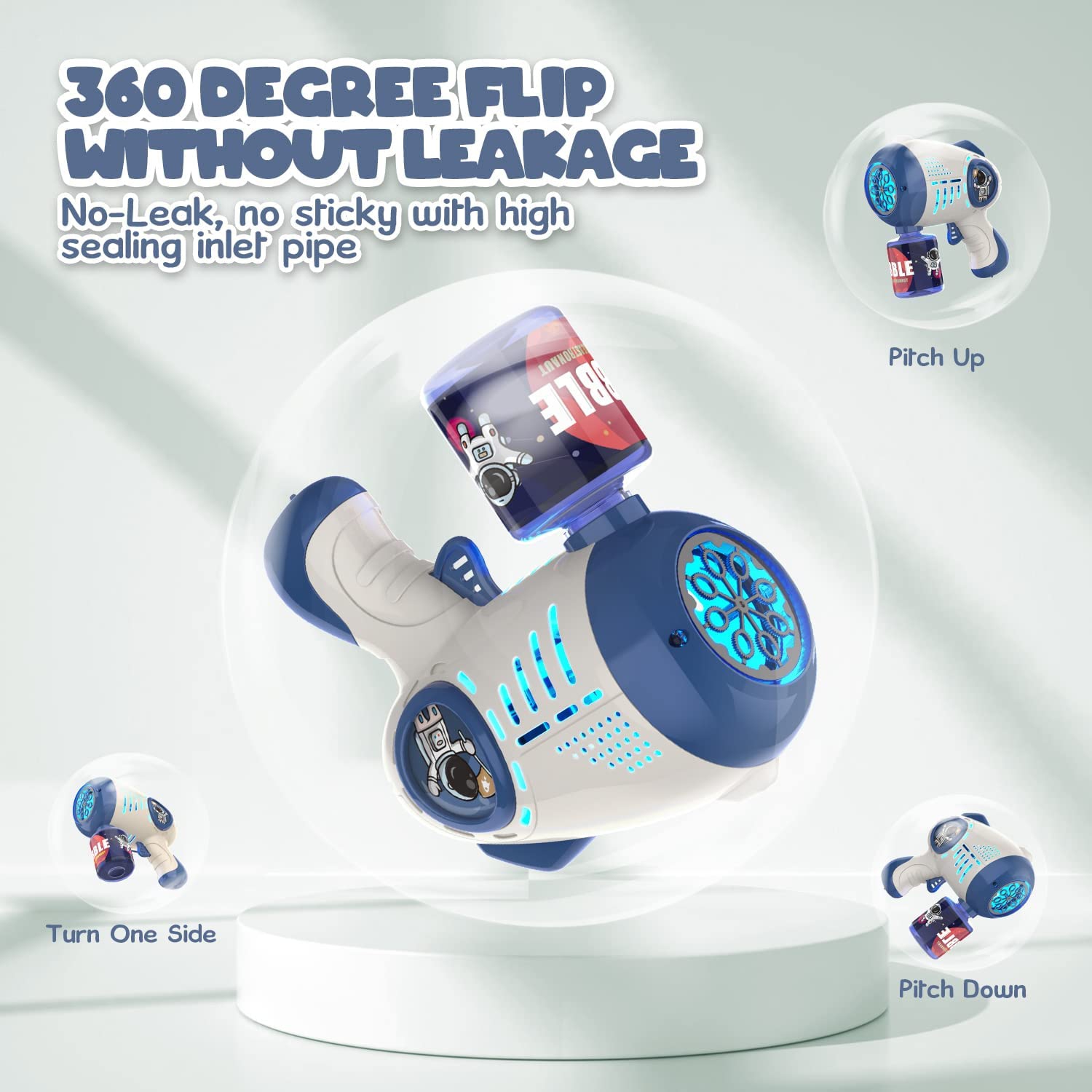 2-Pack Electric Bubble Gun, 8-Hole Light-Up Bubble Machine, Summer Outdoor Toy & Birthday Party Gift