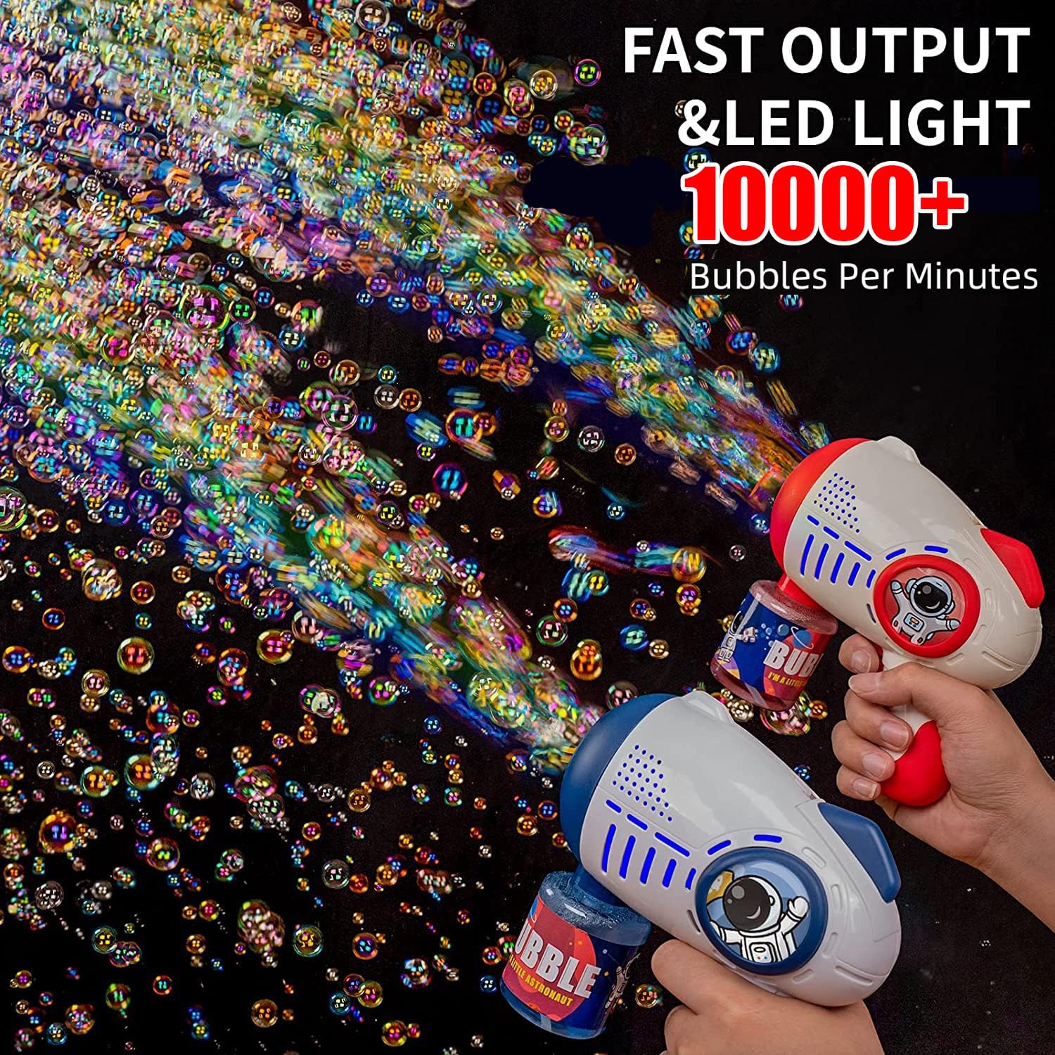 2-Pack Electric Bubble Gun, 8-Hole Light-Up Bubble Machine, Summer Outdoor Toy & Birthday Party Gift