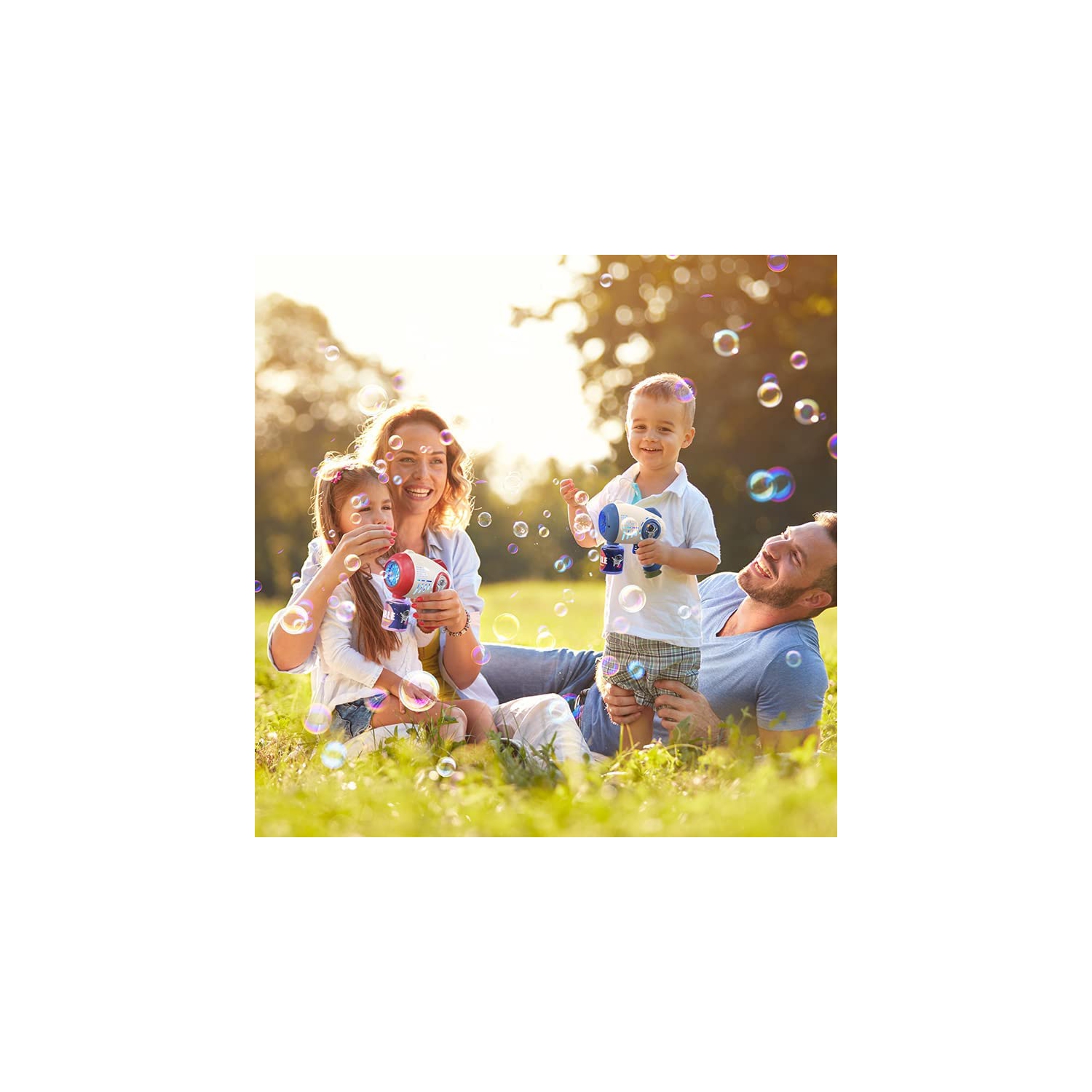 2-Pack Electric Bubble Gun, 8-Hole Light-Up Bubble Machine, Summer Outdoor Toy & Birthday Party Gift