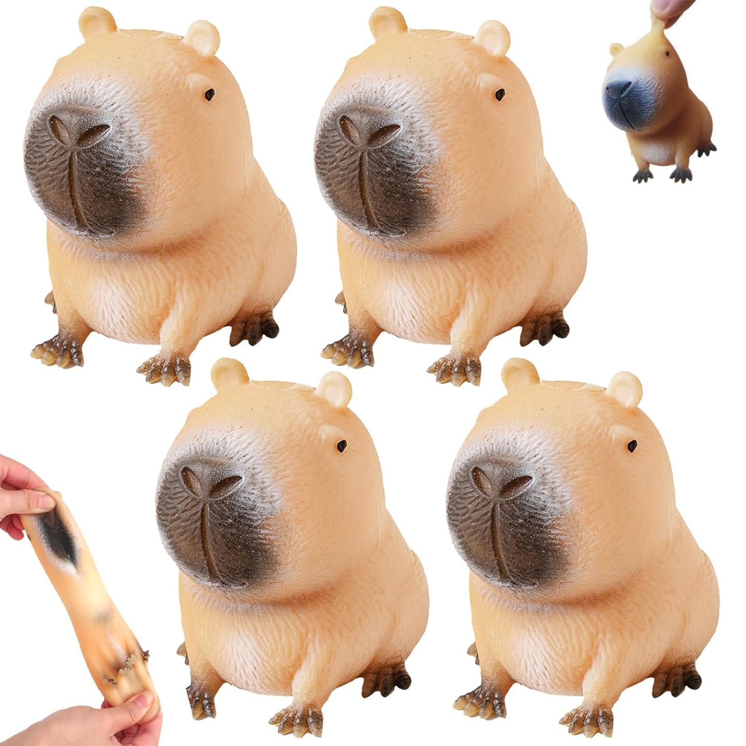 4-Pack Soft Capybara Toys, Anti-Stress Fidget Squeeze Toys, Holiday Birthday Gifts
