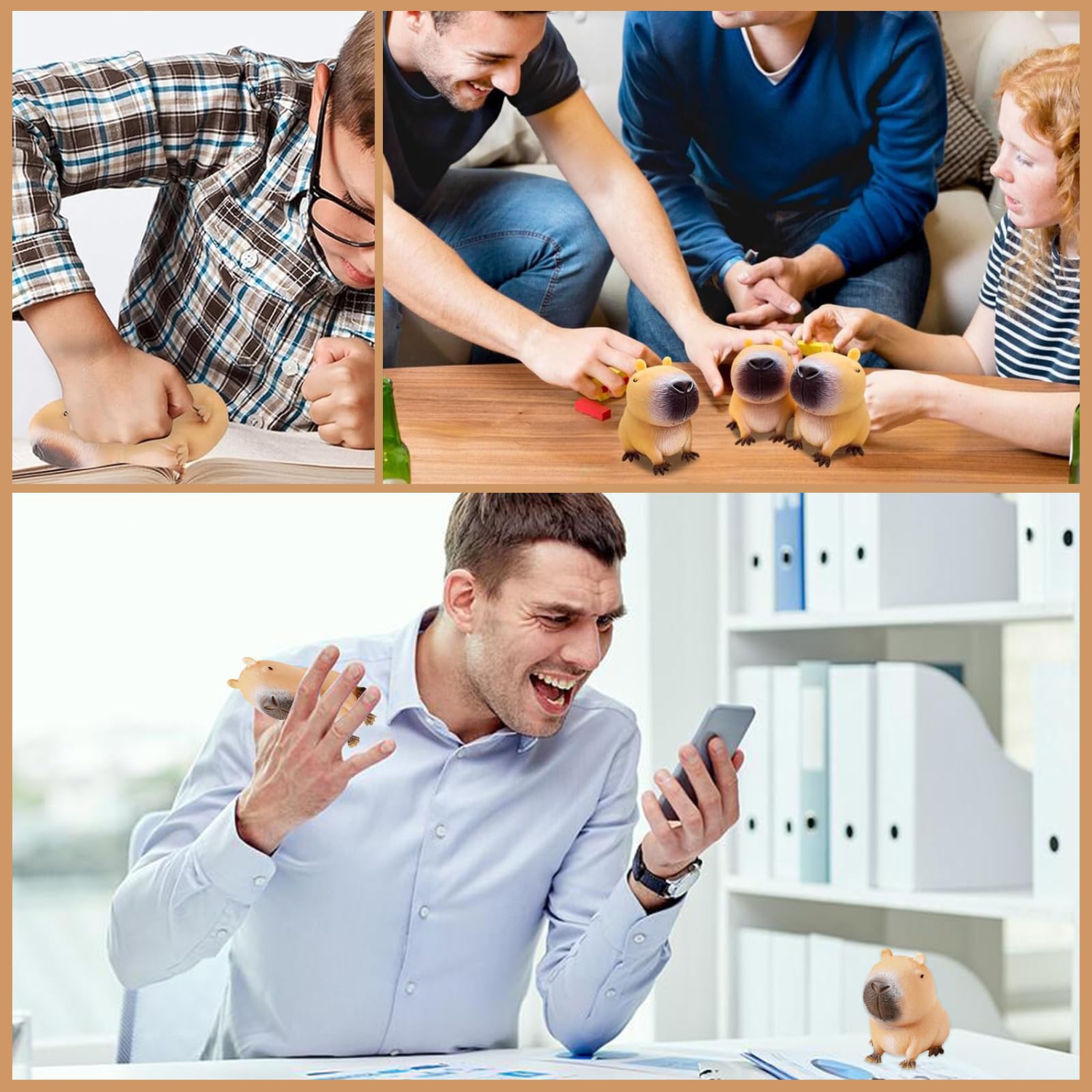 4-Pack Soft Capybara Toys, Anti-Stress Fidget Squeeze Toys, Holiday Birthday Gifts