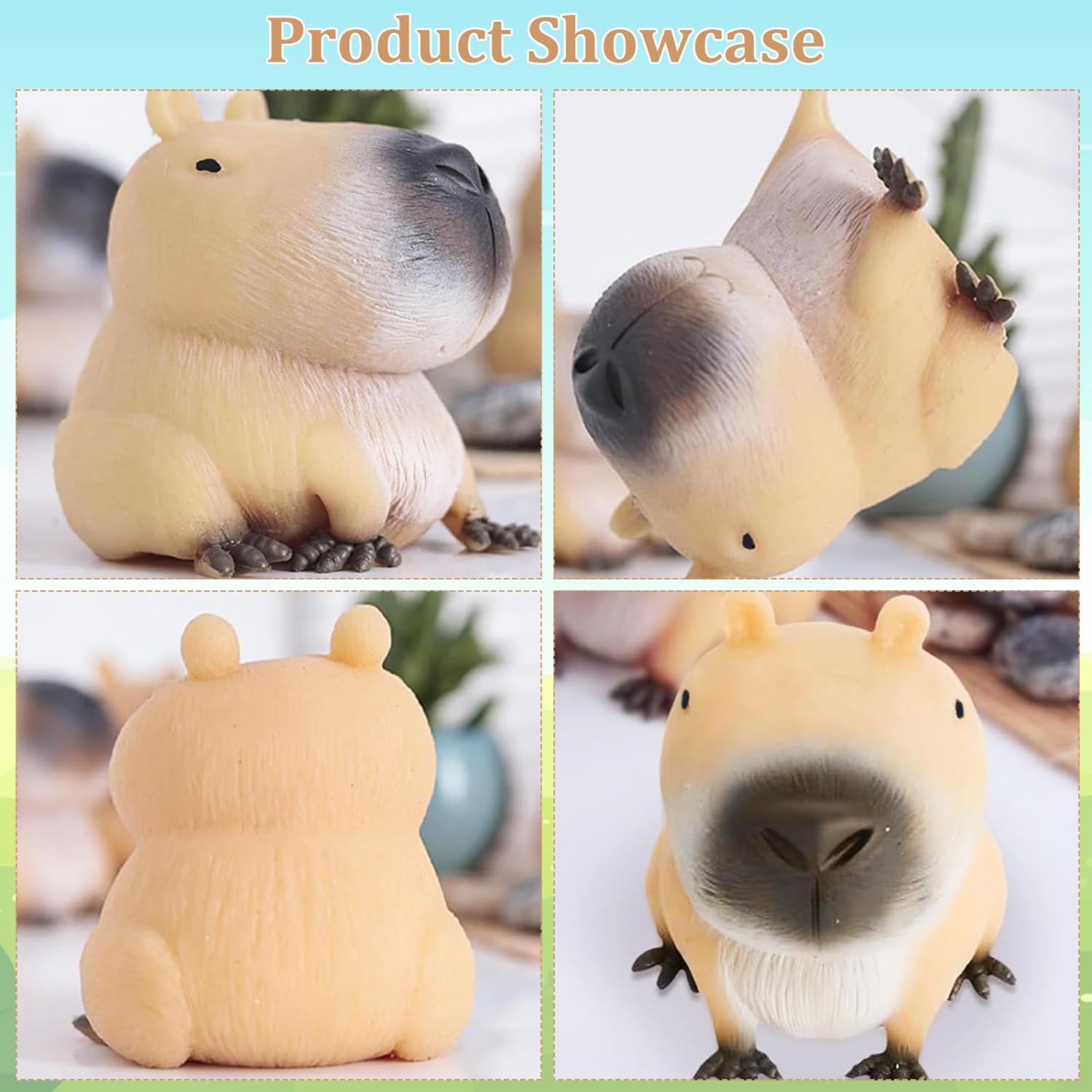 4-Pack Soft Capybara Toys, Anti-Stress Fidget Squeeze Toys, Holiday Birthday Gifts