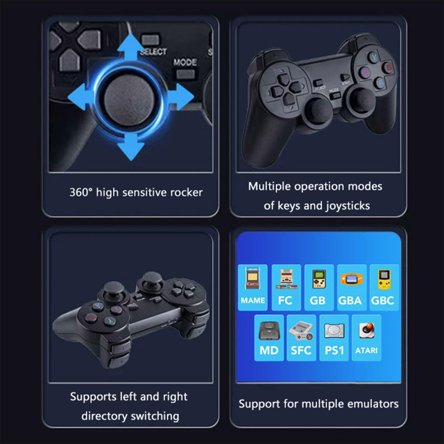 Console de jeu rétro sans fil avec plus de 20 000 jeux intégrés, sortie HDMI 4K et deux manettes de 2,4 GHz