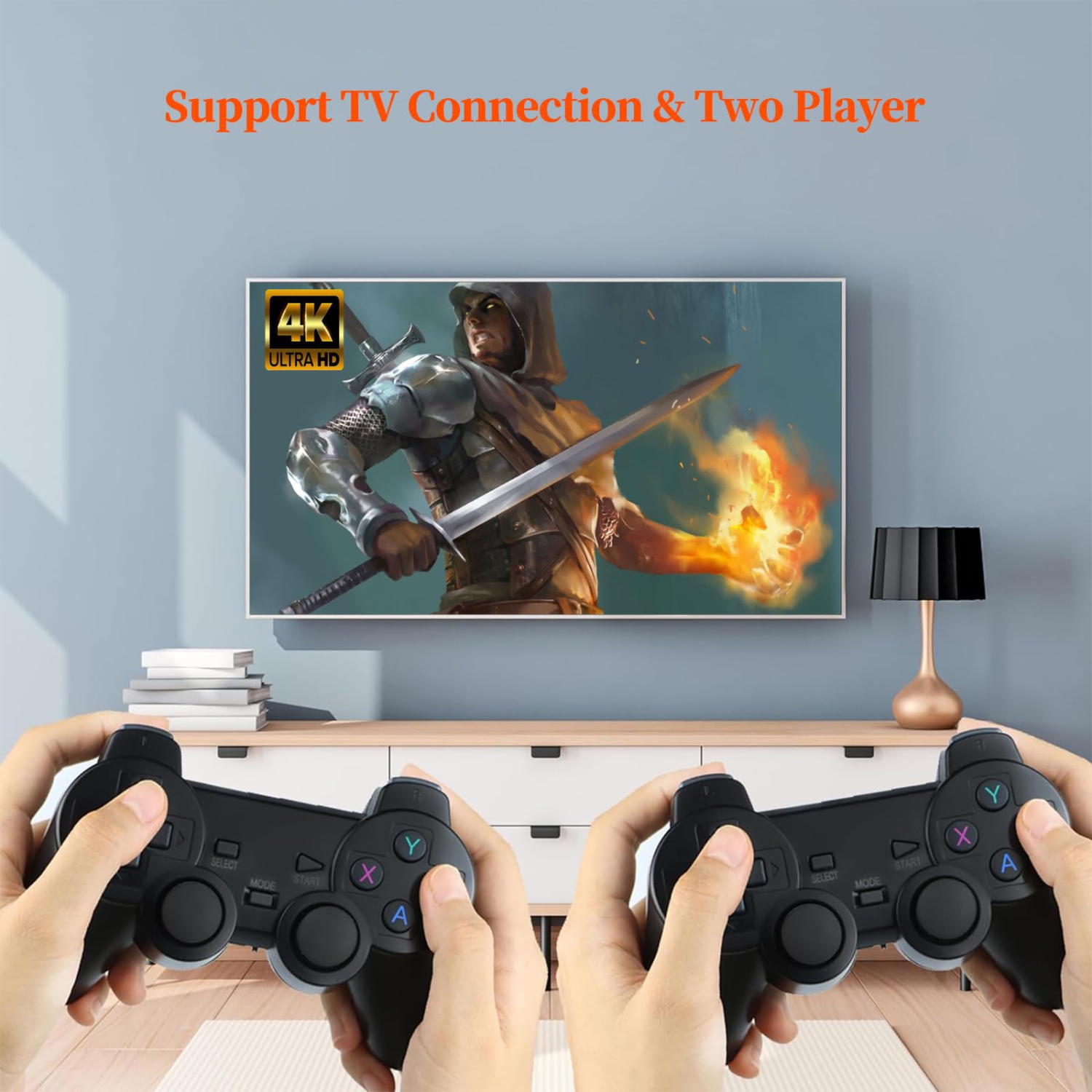 Console de jeu rétro sans fil avec plus de 20 000 jeux intégrés, sortie HDMI 4K et deux manettes de 2,4 GHz