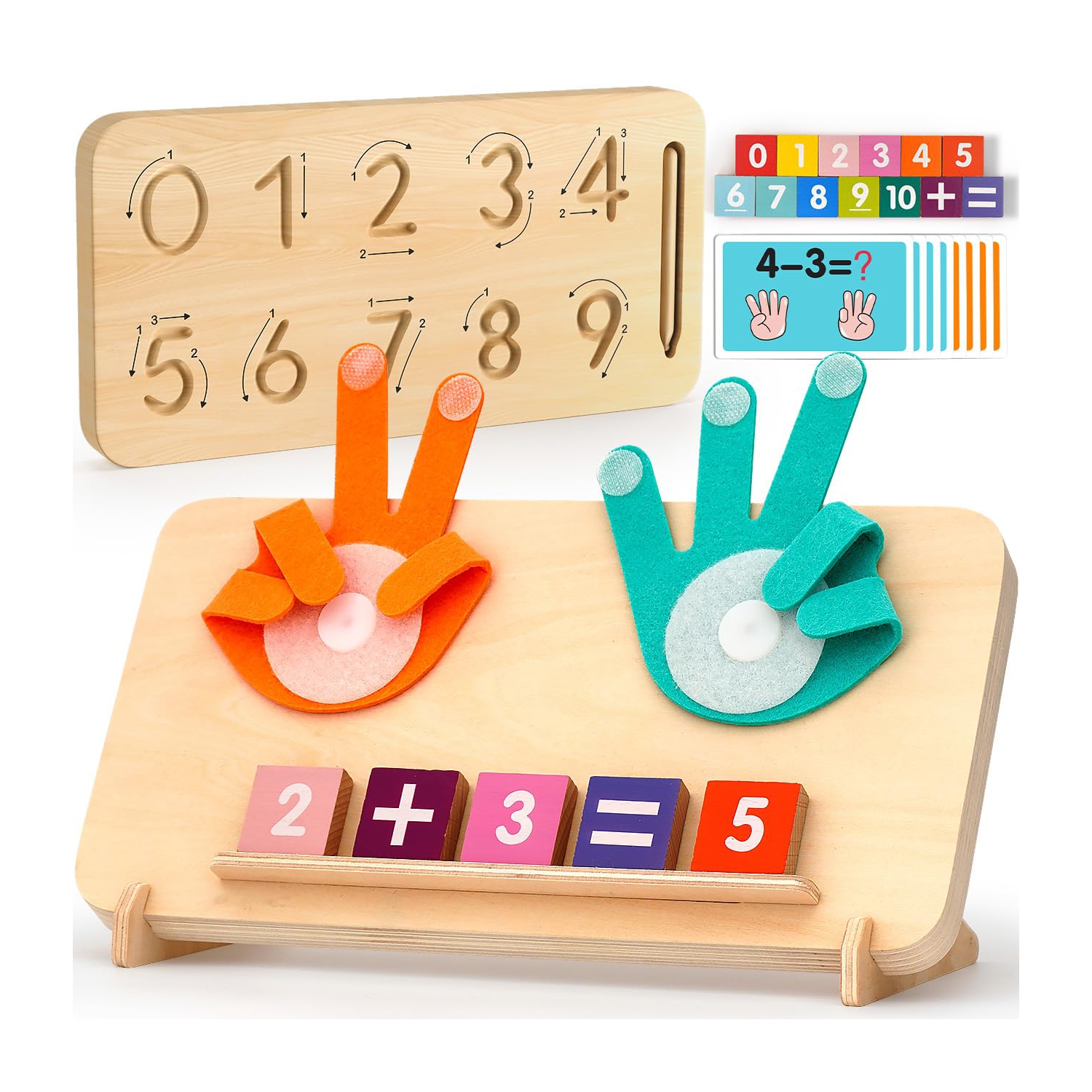 Jouets éducatifs Finger Counting, jouets d'apprentissage préscolaires Montessori pour garçons et filles de 2 à 4 ans