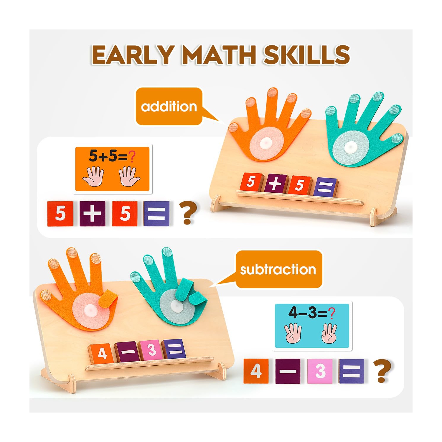 Jouets éducatifs Finger Counting, jouets d'apprentissage préscolaires Montessori pour garçons et filles de 2 à 4 ans