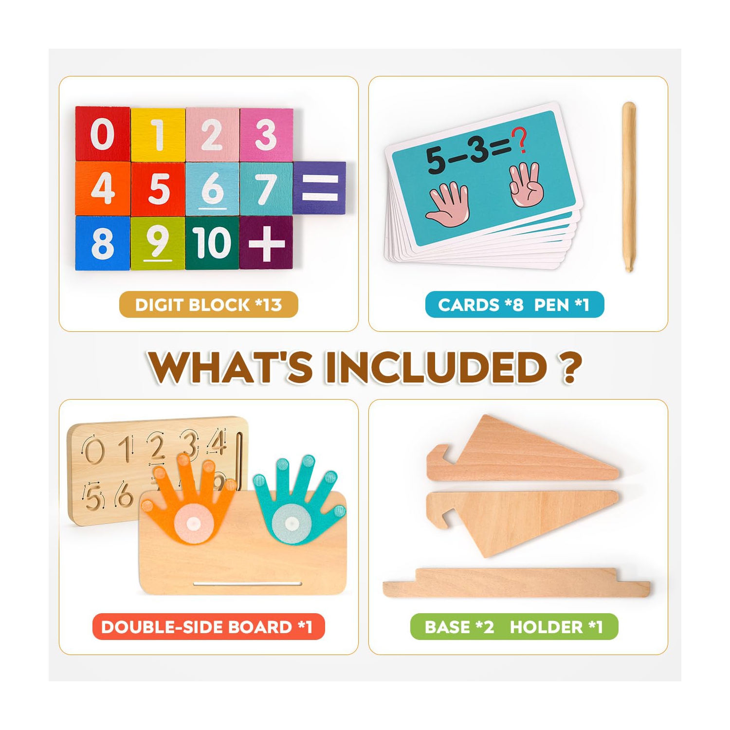 Jouets éducatifs Finger Counting, jouets d'apprentissage préscolaires Montessori pour garçons et filles de 2 à 4 ans