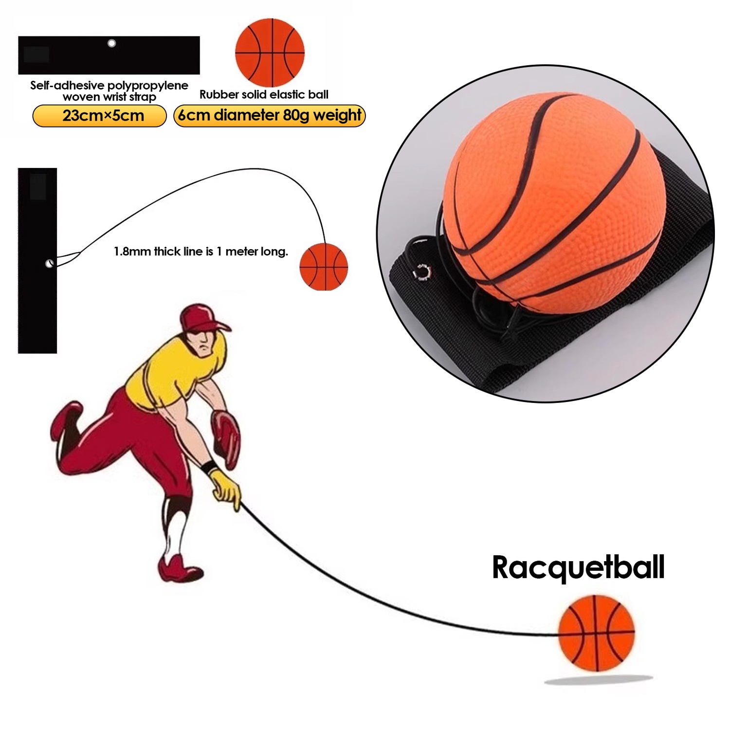 Handball Rebound pour le poignet avec corde, jouet de décompression et exercice pour les mains