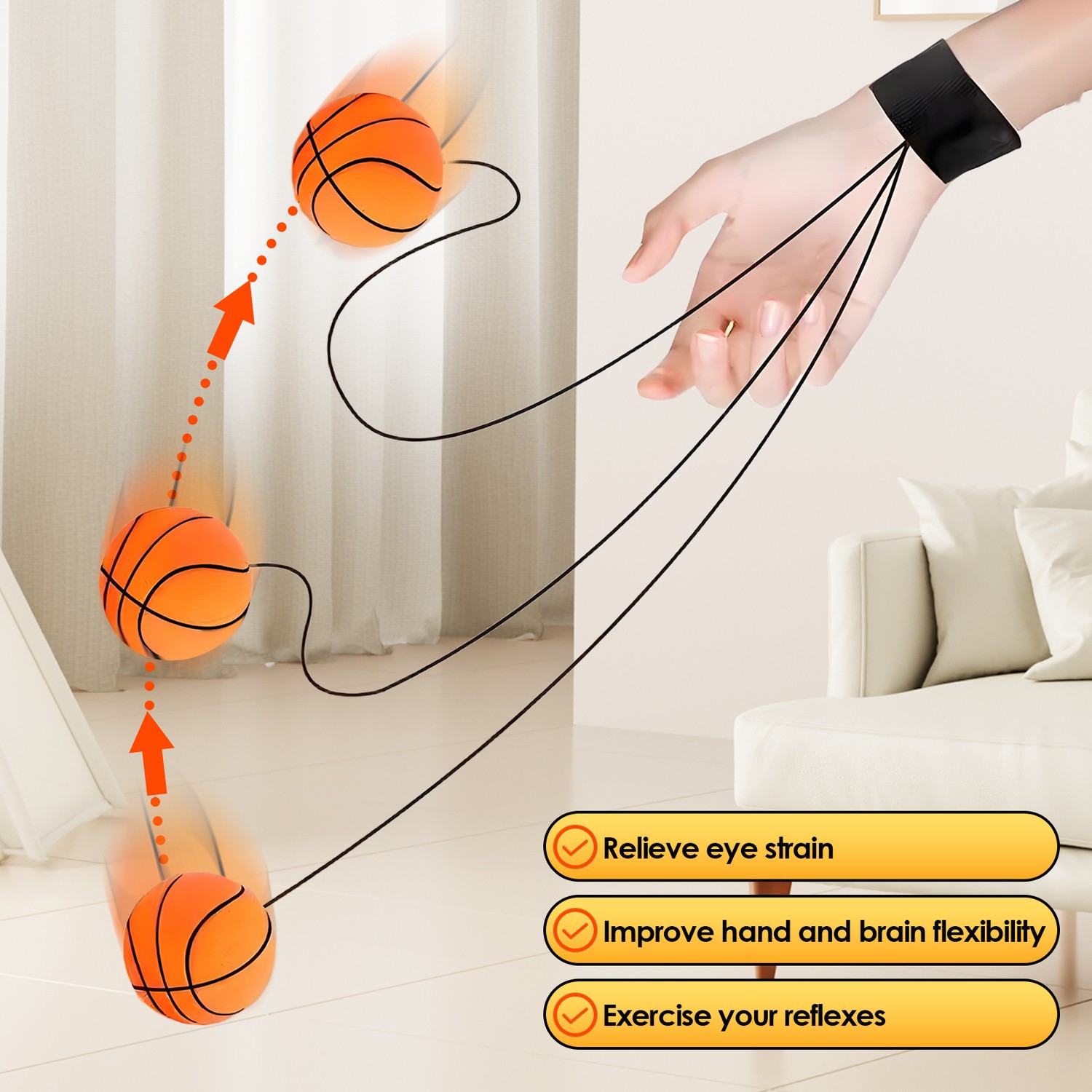 Handball Rebound pour le poignet avec corde, jouet de décompression et exercice pour les mains