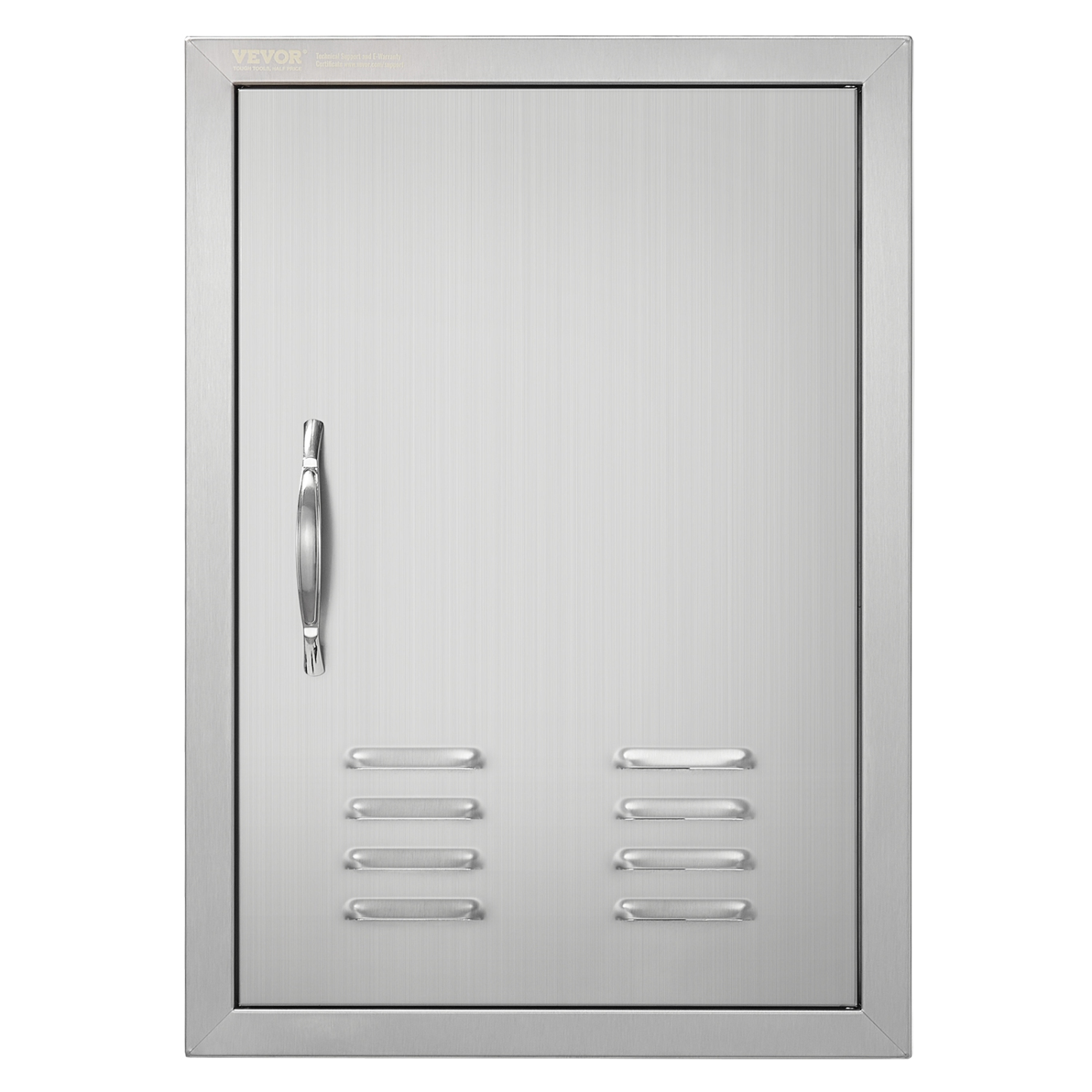 VEVOR 17W x 24H Inch BBQ Access Door, Single Outdoor Kitchen Door, Stainless Steel Flush Mount Door, Wall Vertical Door with Handle, Vents and Hook,