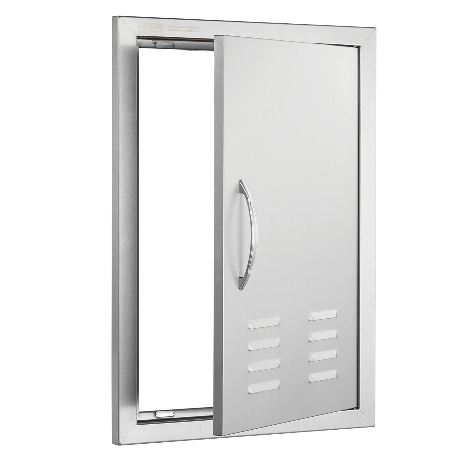 VEVOR 17W x 24H Inch BBQ Access Door, Single Outdoor Kitchen Door, Stainless Steel Flush Mount Door, Wall Vertical Door with Handle, Vents and Hook,