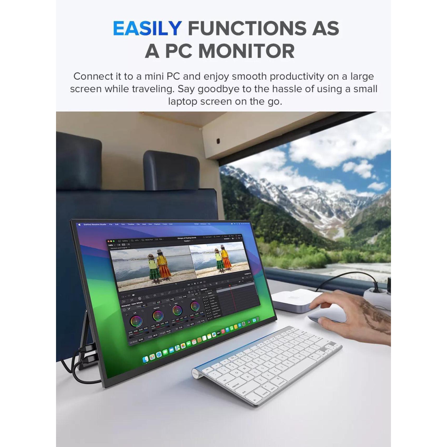 UPERFECT 22" Portable Monitor 2560*1440 2K QHD LCD Game Display IPS Panel USB C HDMI Computer Screen with VESA