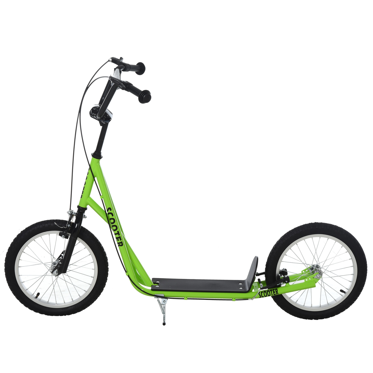 Trottinette pour adolescents Youth Scooter Street Kick d'Aosom, jouet porteur pour enfants avec roue gonflable de 16&nbsp;po, deux freins verts pour