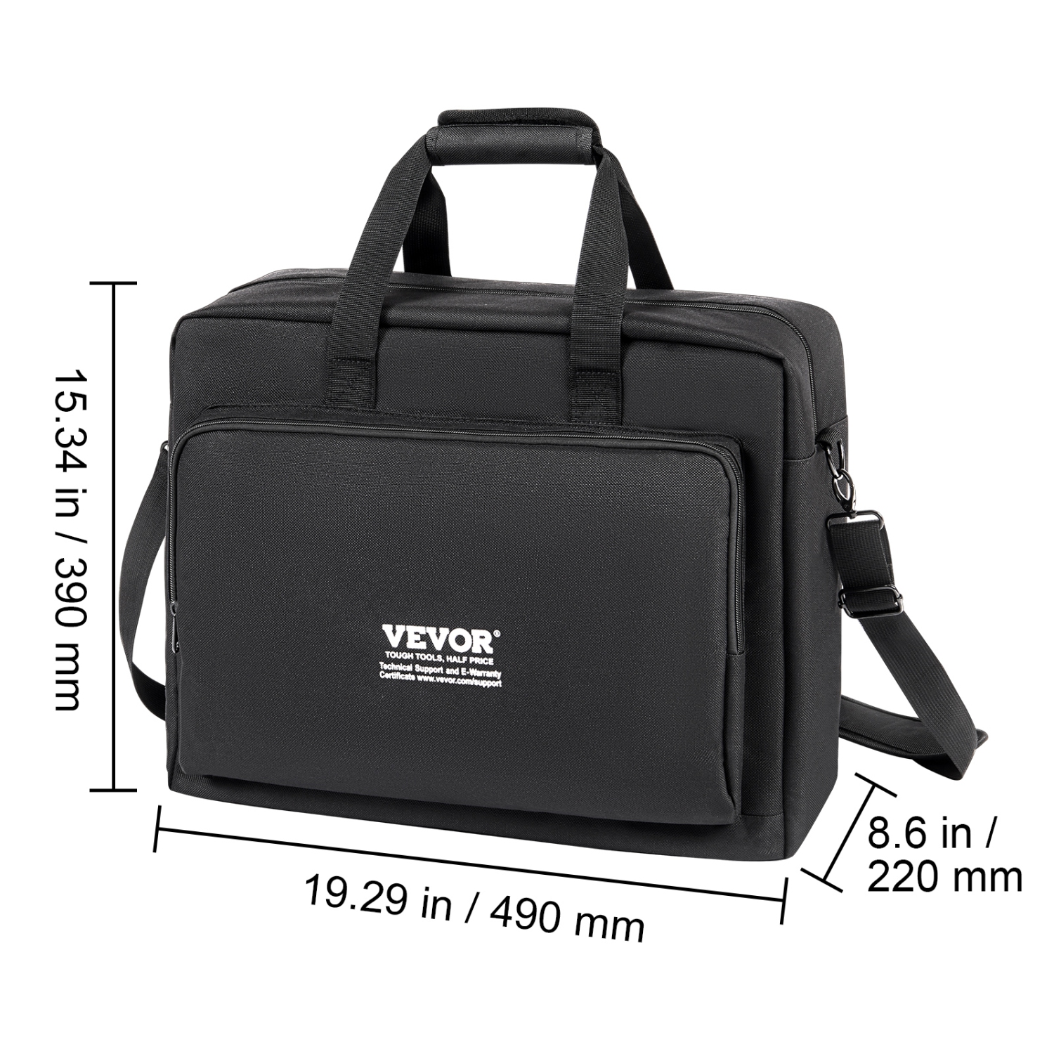 VEVOR 19.29 x 8.66 x 15.34 in Padded DJ Mixer Gig Bag, 1200D Oxford Fabric, DJ Gear Carry Bag with a Storage Pocket 4.92 ft Removable Shoulder Strap