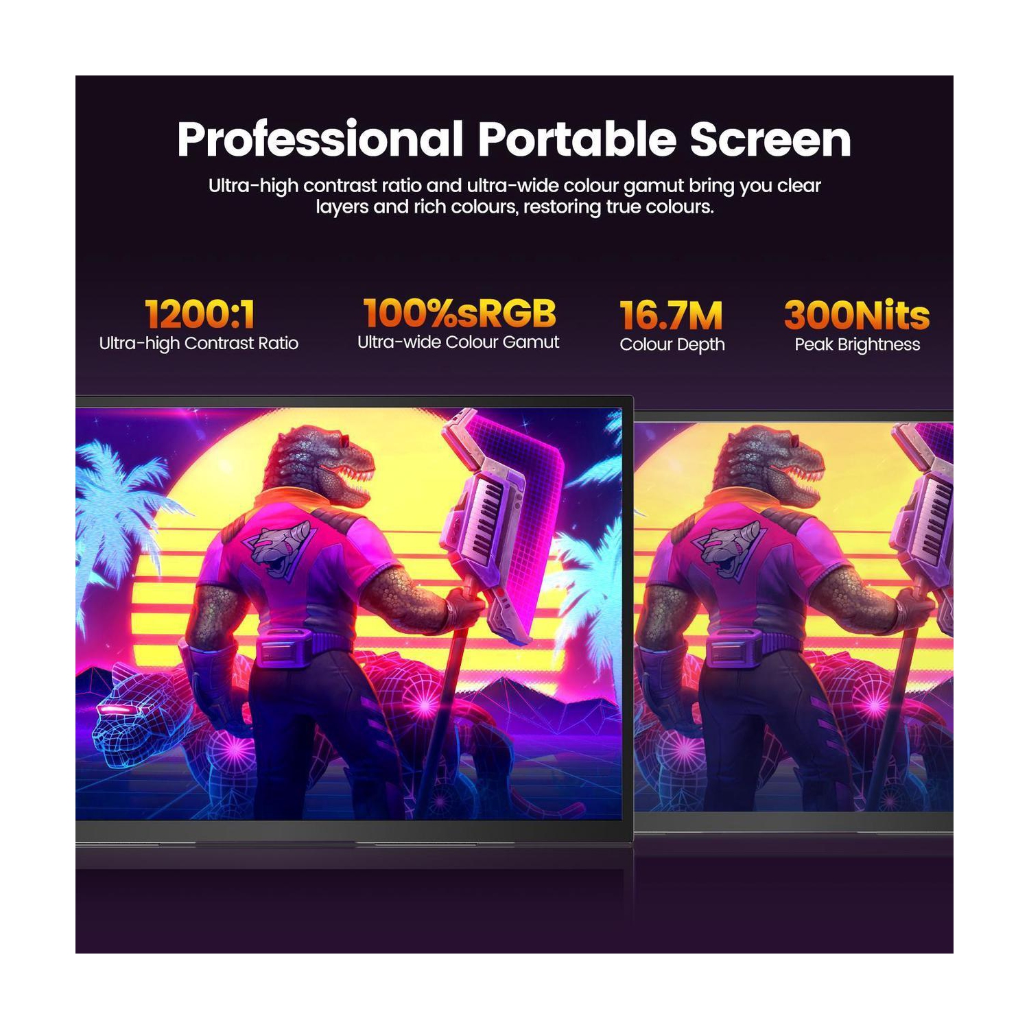 UPERFECT 18.5" 120Hz FreeSync Portable Monitor, 1080P 100% sRGB FHD IPS HDR Gaming Display with VESA & Stand, Ultra-Slim & Lightweight Frameless