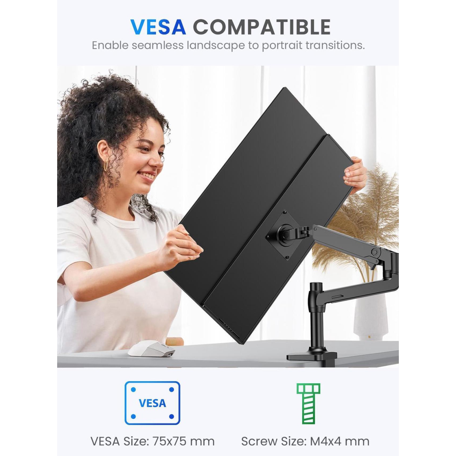 Moniteur portatif 165&nbsp;Hz 24 5K 2&nbsp;po UPERFECT, FreeSync IPS HDR QHD avec VESA, support réglable à 180°, USB-C et HDMI, idéal pour le jeu,