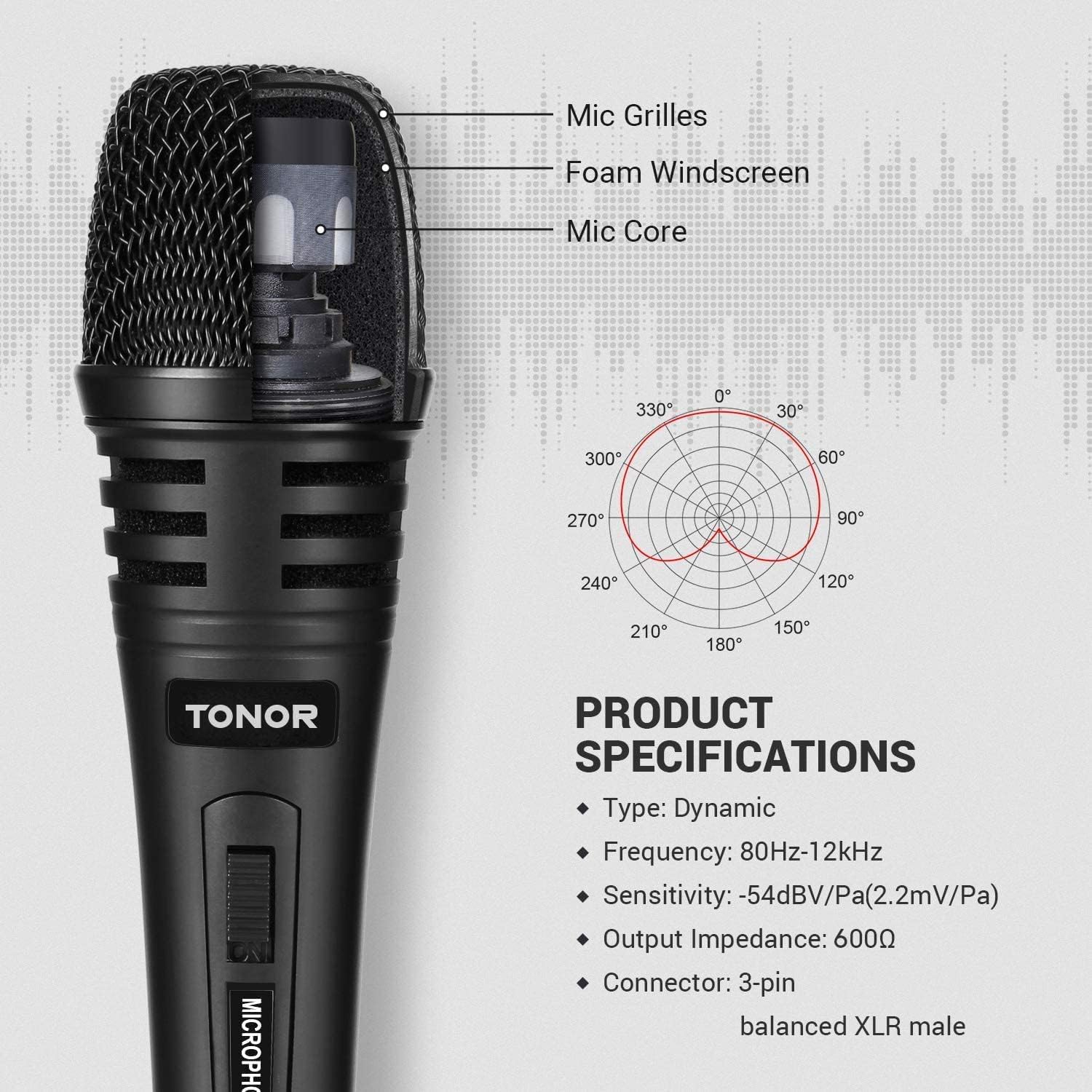 Microphone for Singing with 5m XLR Cable, Metal Handheld Mic Compatible with Karaoke Machine/Speaker/Amp/Mixer for Karaoke Singing, Speech,Outdoor