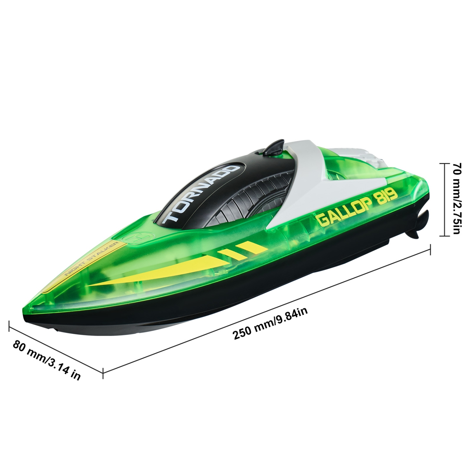 VEVOR 2.4GHz 12 km/h RC Boat,Remote Control Boat for Pools & Lakes, Racing Boat with LED Light, 2 Rechargeable Batteries, Whole Body Waterproof,