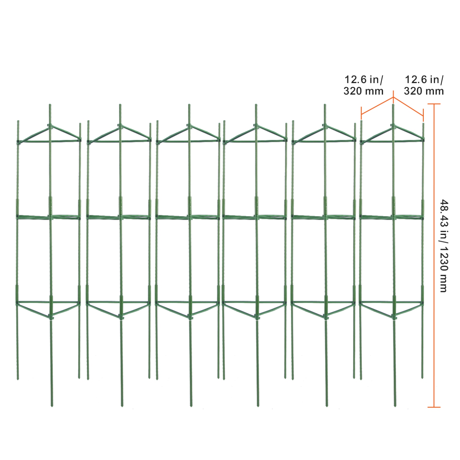 VEVOR 6 Packs Tomato Cages for Garden, 48 inch Tomato Trellis Plant Stakes Support, Stackable Tall Plant Support Cage, for Raised Garden Bed,