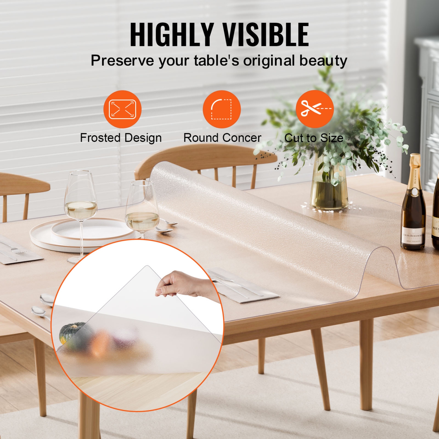VEVOR 24 x 48 Inch Plastic Table Cover, 1.5 mm Thick Frosted Table Protector, Rectangle PVC Desk Mat, Waterproof & Easy Cleaning Desk Pad Tablecloth,