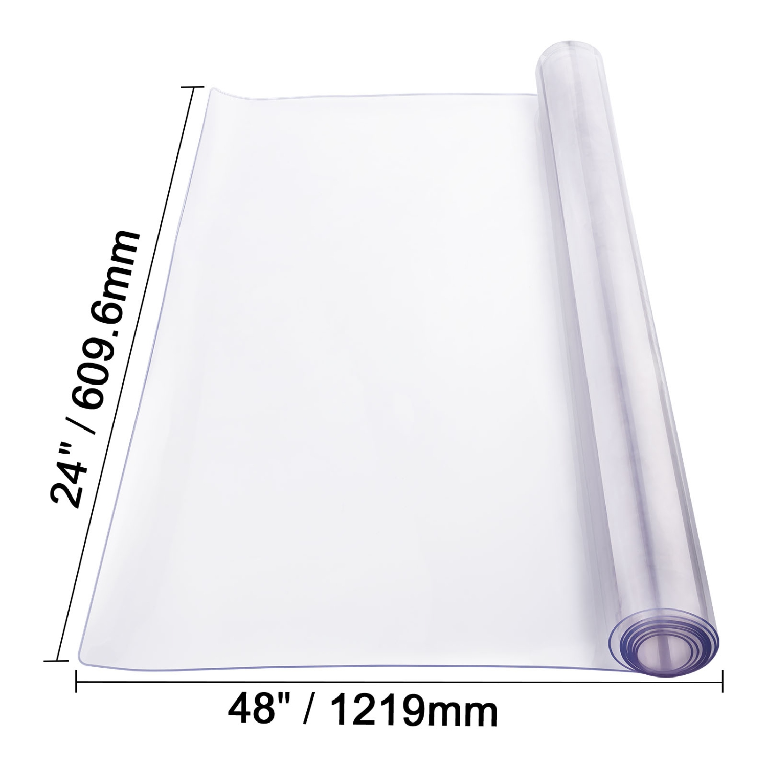 VEVOR 24 x 48 Inch Plastic Table Cover, 2.0 mm Thick Clear Table Protector, Rectangle PVC Desk Mat, Waterproof & Easy Cleaning Desk Pad Tablecloth,