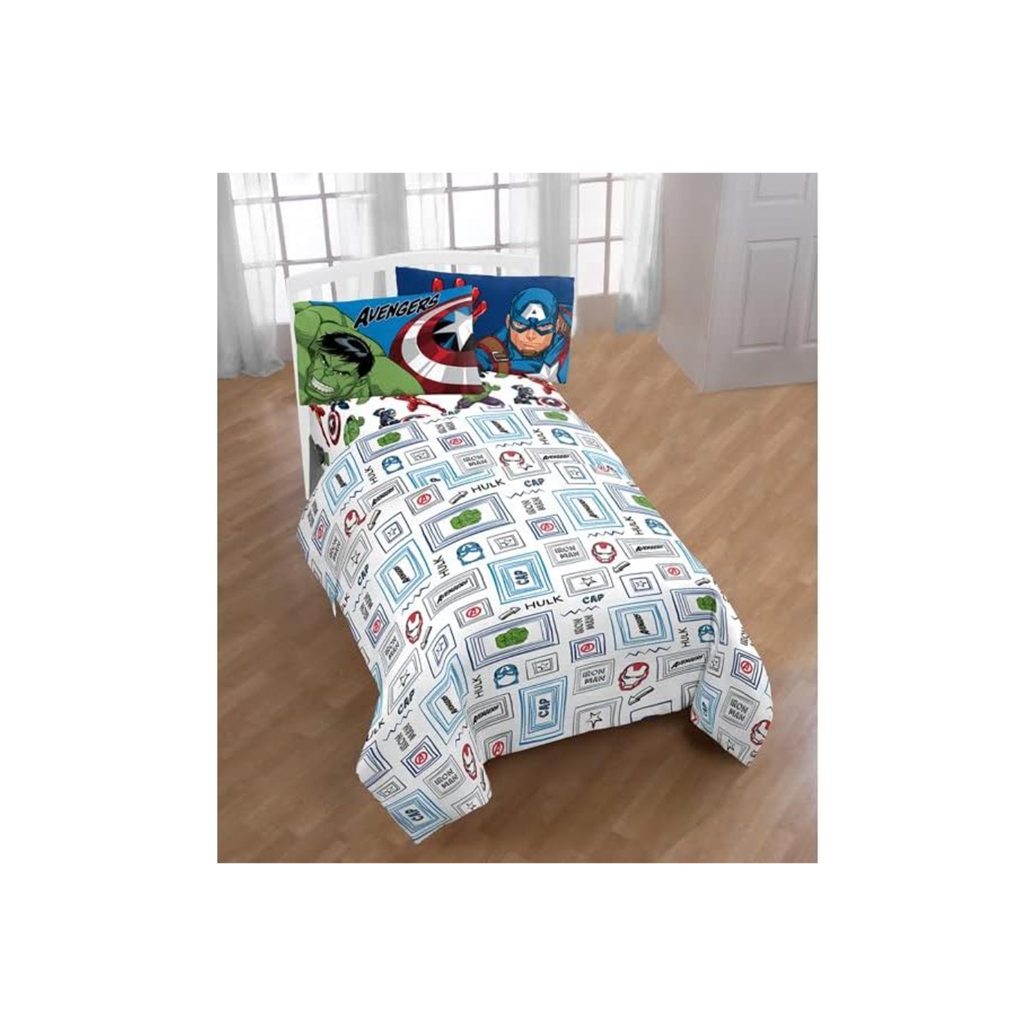 Ensemble de draps pour enfants Avengers de Marvel - Ensemble de literie pour lit simple - Ensemble de 3 pièces avec taie d'oreiller réversible