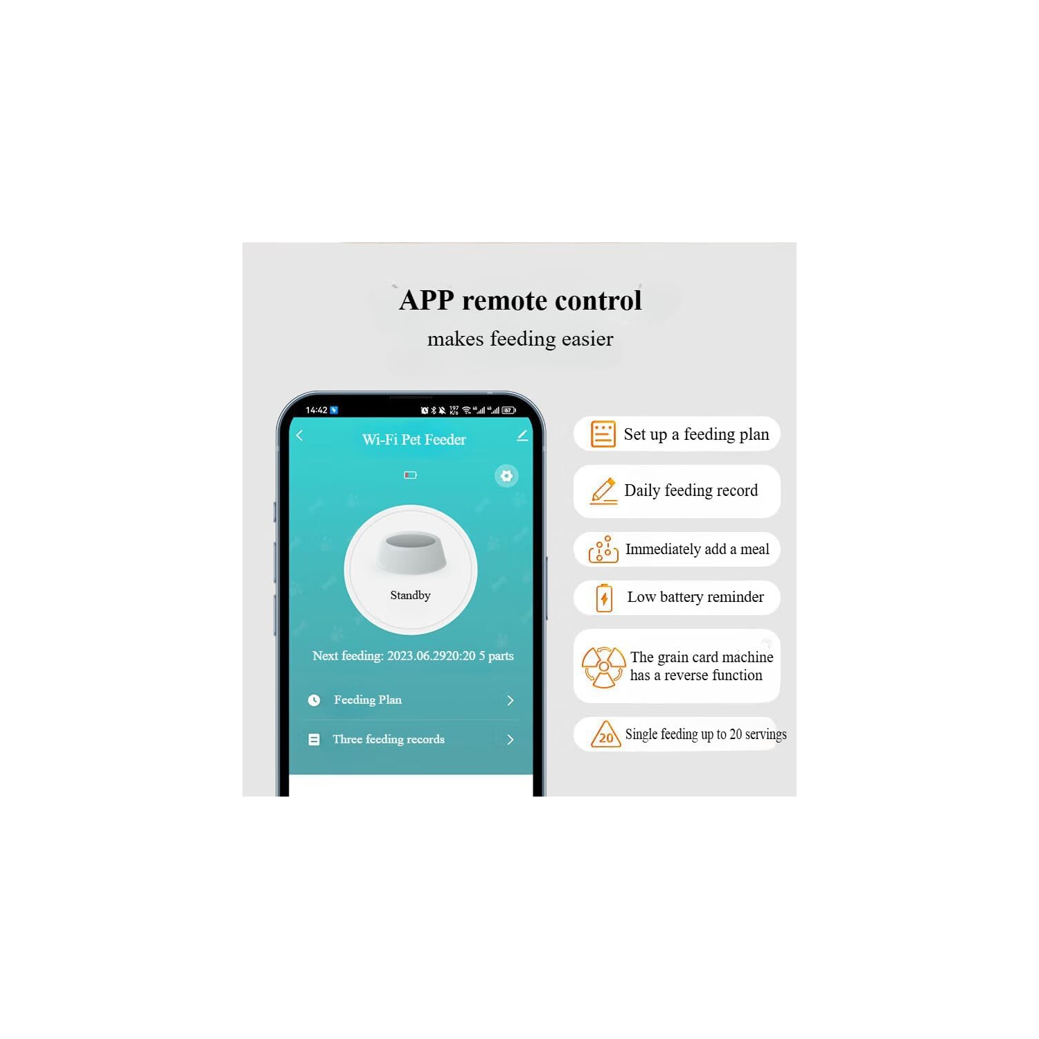 Pets Feeder with Camera Dual Feeding Automatic APP Control Cat Dog Feeder-Black