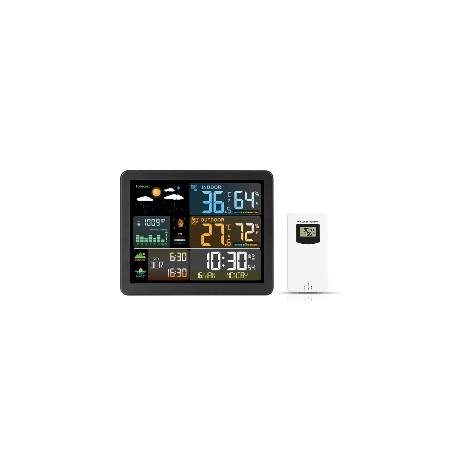 Weather Station Wireless Thermometer Digital Weather Thermometer with Clock Barometric Pressure Forecast Station