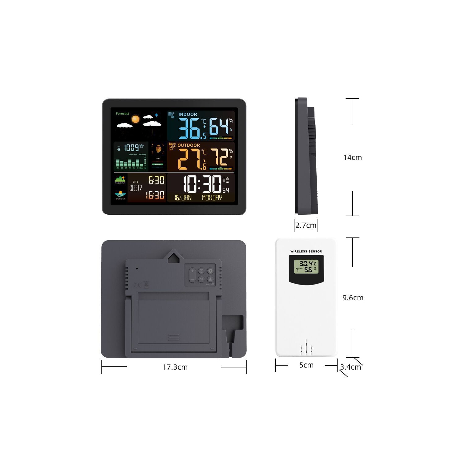 Weather Station Wireless Thermometer Digital Weather Thermometer with Clock Barometric Pressure Forecast Station