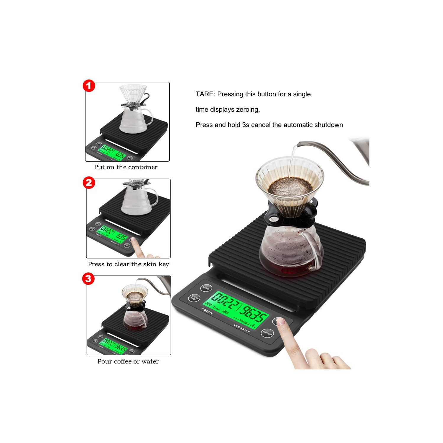 Pèse-personne à espresso avec minuterie