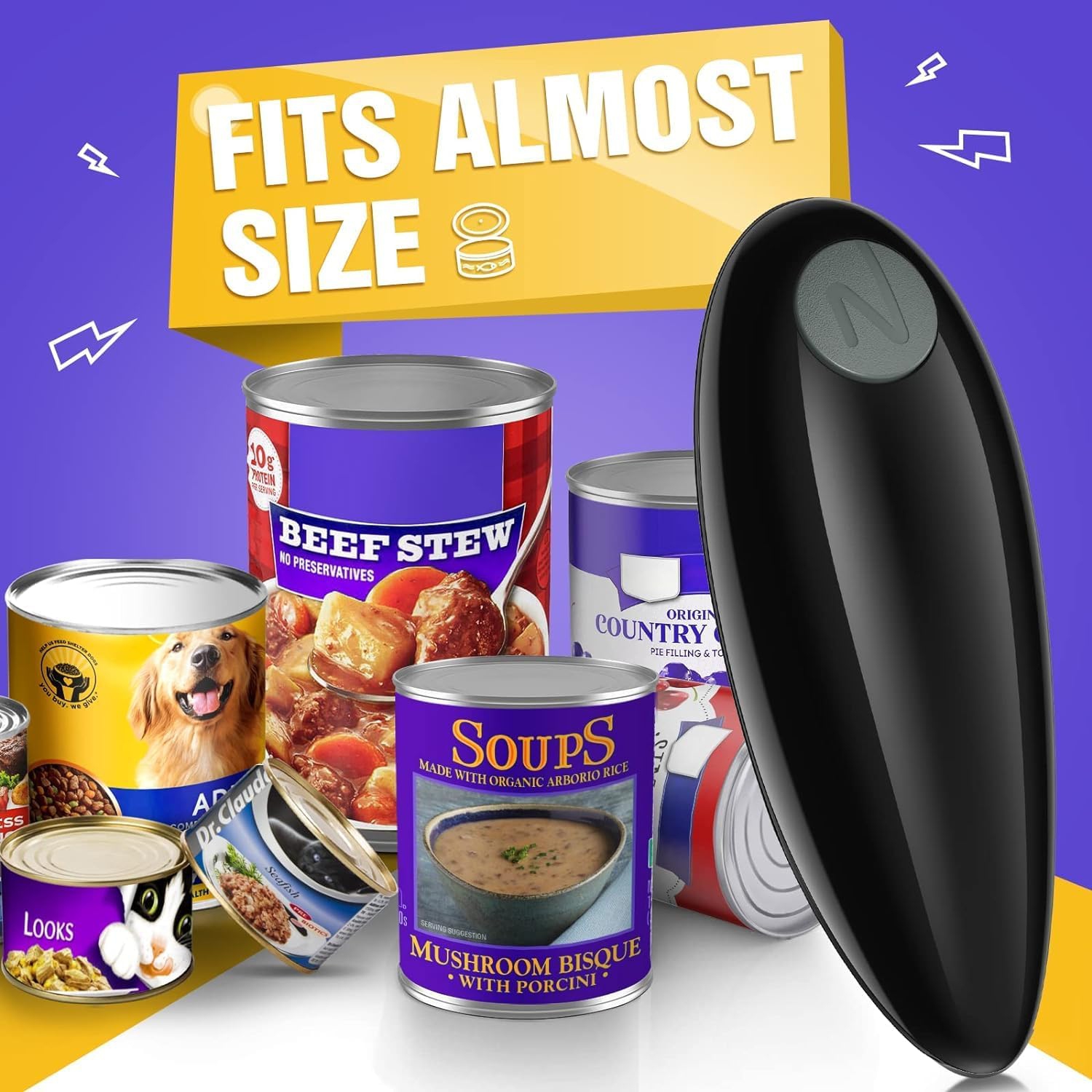 One Touch Electric Can Opener with Smooth Edge,Battery Operated Easy Open Can Openers for Kitchen,Automatic Can Opener for Seniors with Arthritis