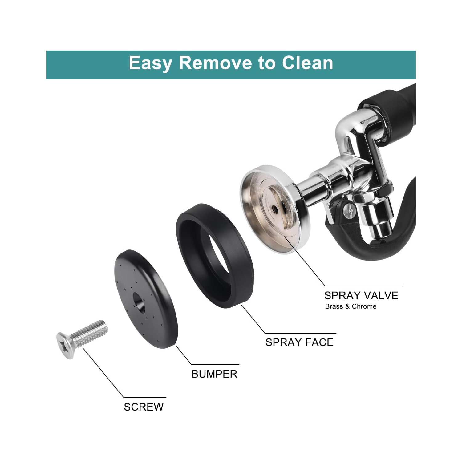 Pre Rinse Sprayer Commercial Kitchen Faucet Parts Chrome Finished