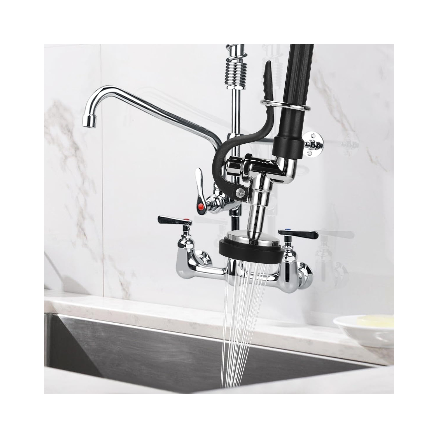 Pre Rinse Sprayer Commercial Kitchen Faucet Parts Chrome Finished