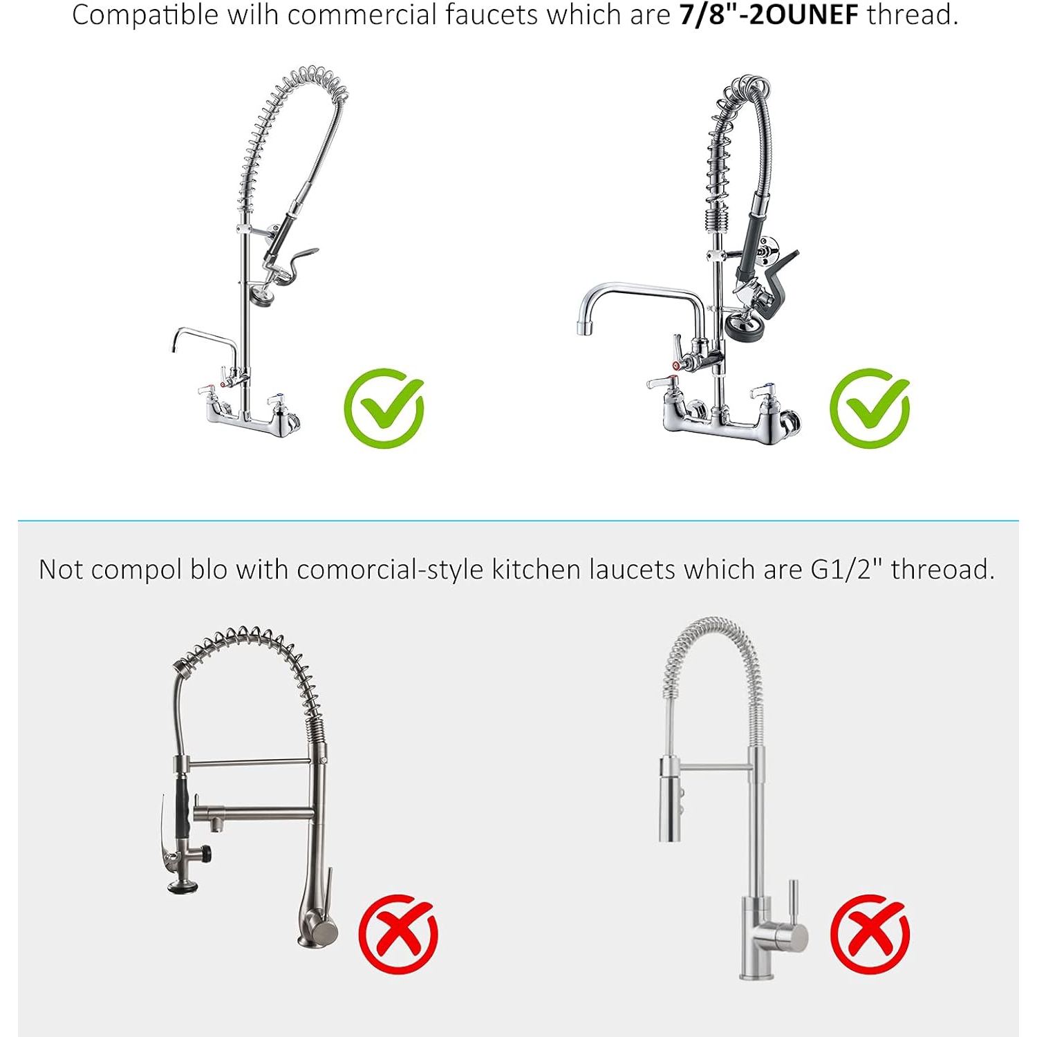 Pre Rinse Sprayer Commercial Kitchen Faucet Parts Chrome Finished