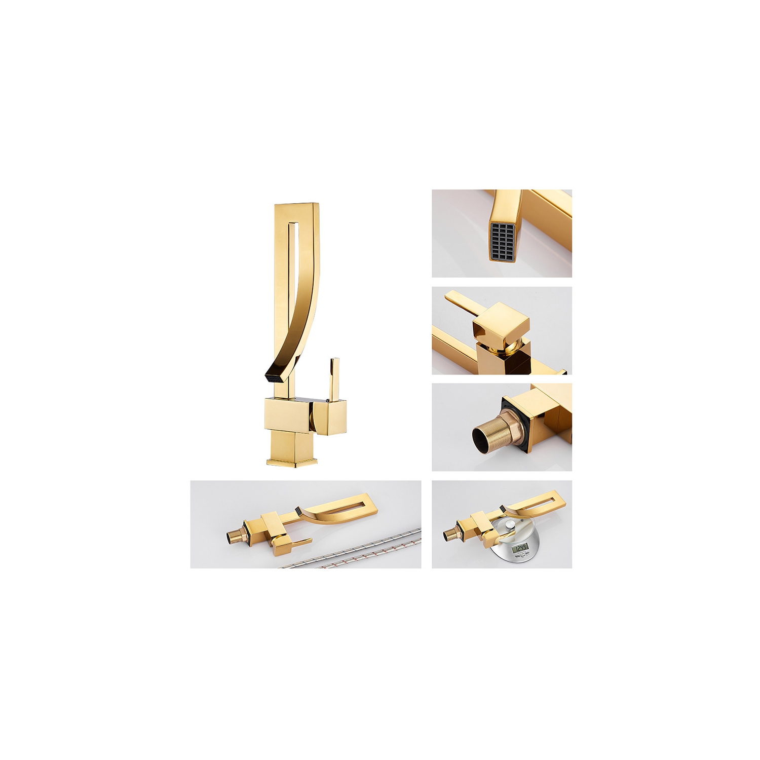 Robinet de salle de bain, or brossé, robinet de lavabo, or, robinet de lavabo, robinet de lavabo, robinet d'évier, poignée simple