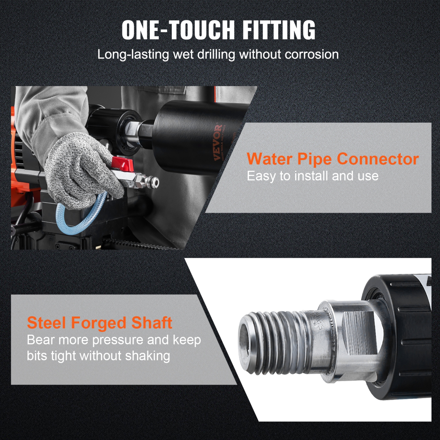 Bâti de perceuse humide pour béton VEVOR 10&nbsp;po avec roues en support, filetage 750&nbsp;tr/min Speed & 1-1/4&nbsp;po et poignée de levage,