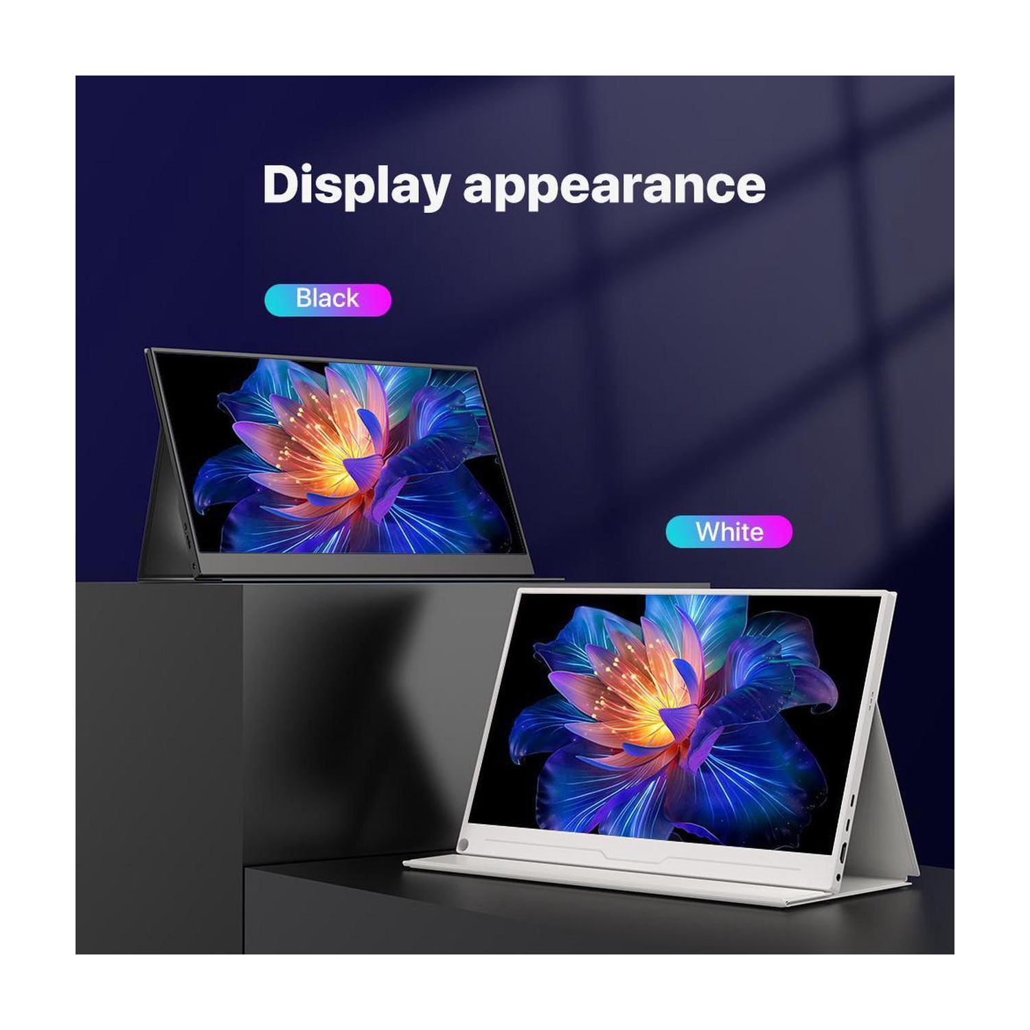 UPERFECT 15.6" 1080P FHD Portable Monitor with USB-C, HDMI, VESA & Smart Case - Matte IPS Display for Switch/PS5/PC/Phone White Monitor