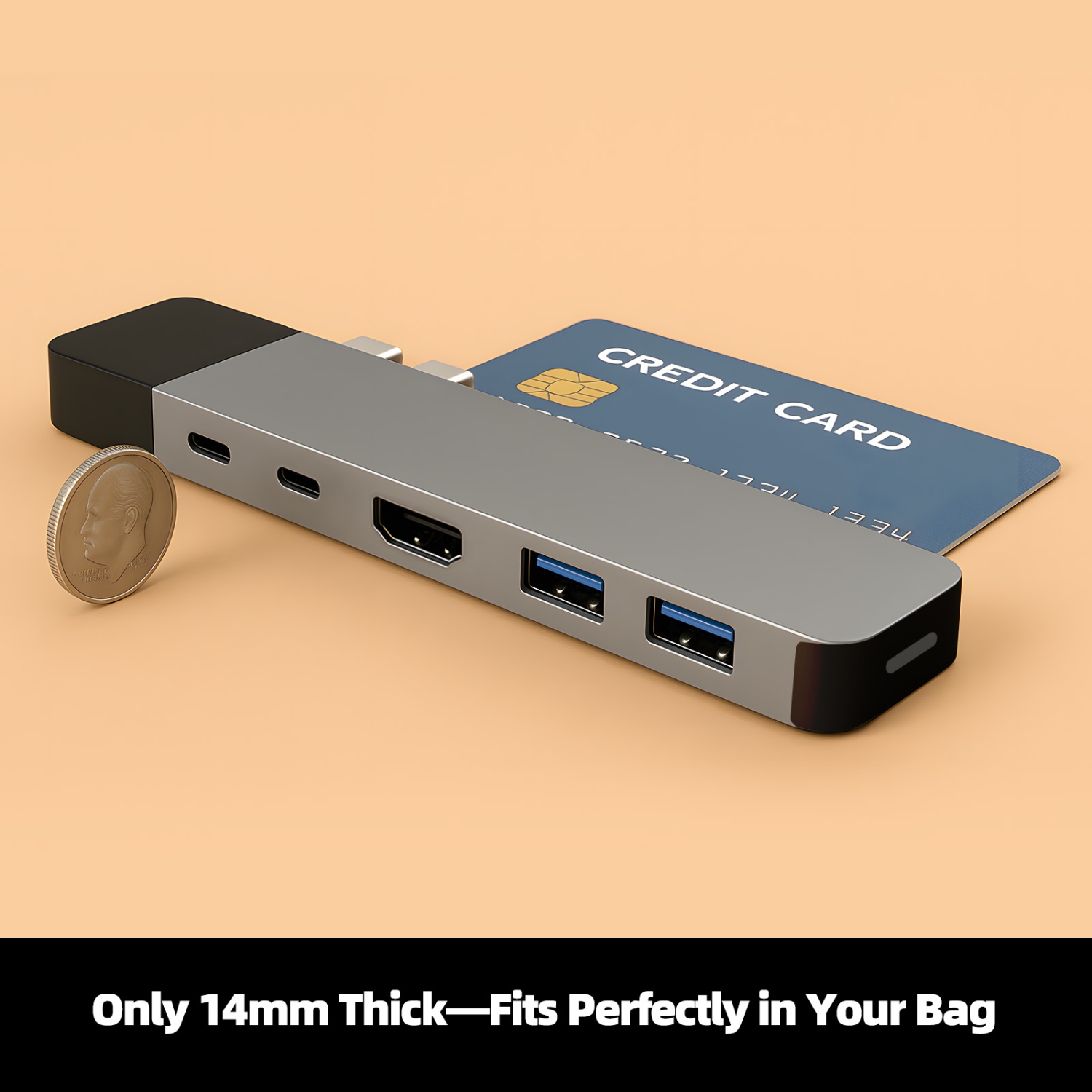 HyperDrive USB C Hub, 6-in-2 Dual Type-C Adapter for MacBook Pro/Air, with 6 Cables Bundle, 40Gbps/100W PD, 4K HDMI, Gigabit Ethernet