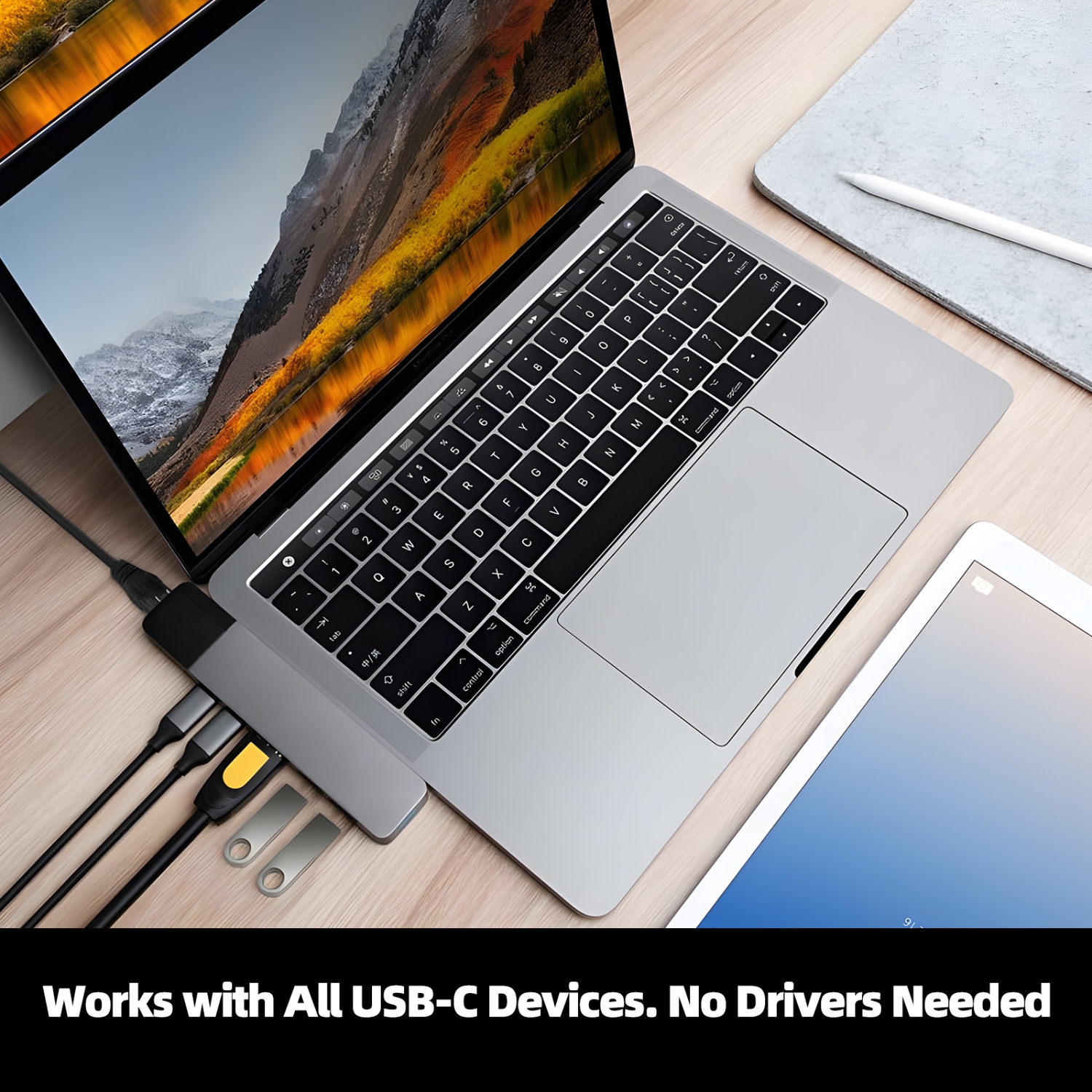 HyperDrive USB C Hub, 6-in-2 Dual Type-C Adapter for MacBook Pro/Air, with 6 Cables Bundle, 40Gbps/100W PD, 4K HDMI, Gigabit Ethernet