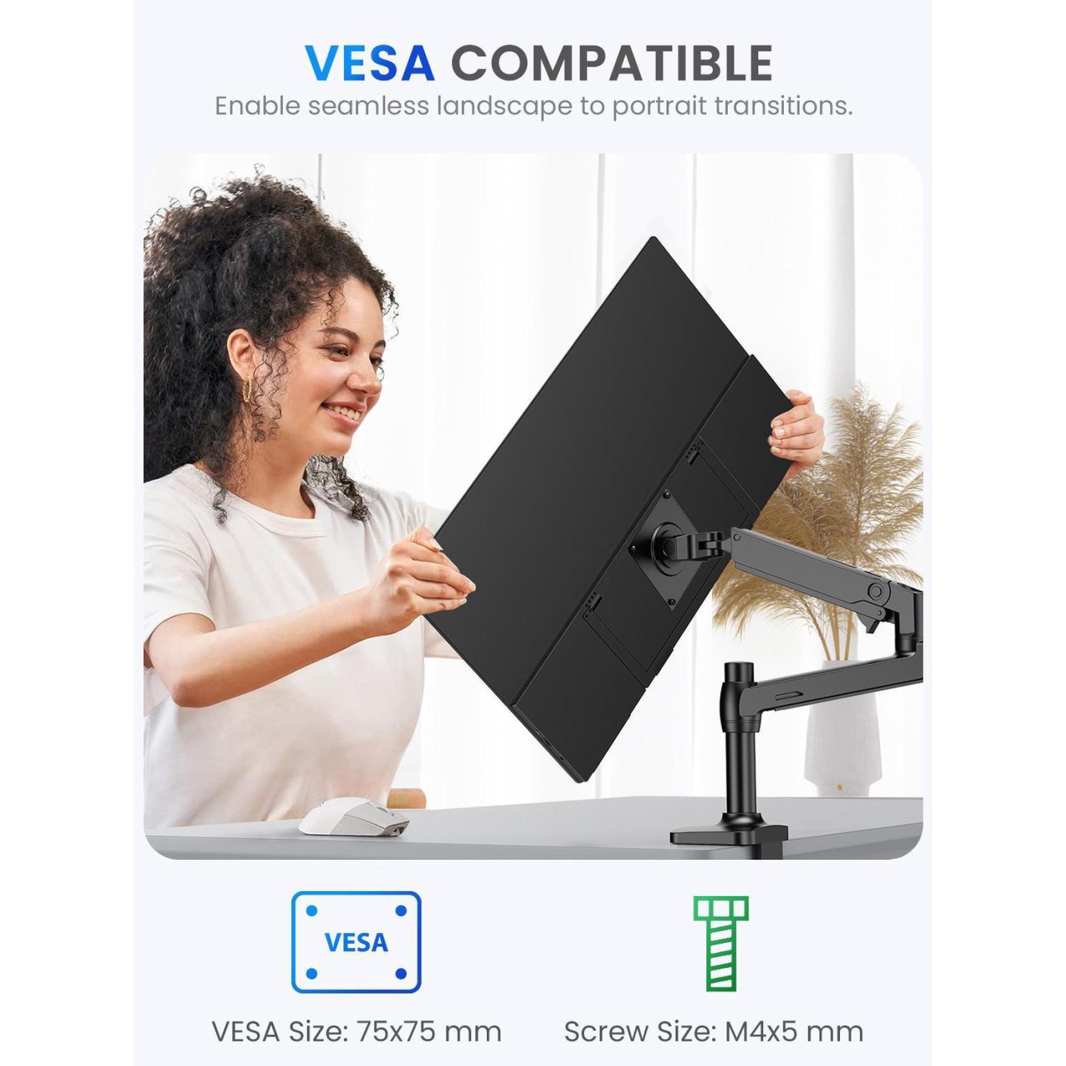 Moniteur portatif UPERFECT 120 Hz 21,5&nbsp;po avec béquille et VESA, grand moniteur de jeu portatif avec HDMI de type C, écran externe pour